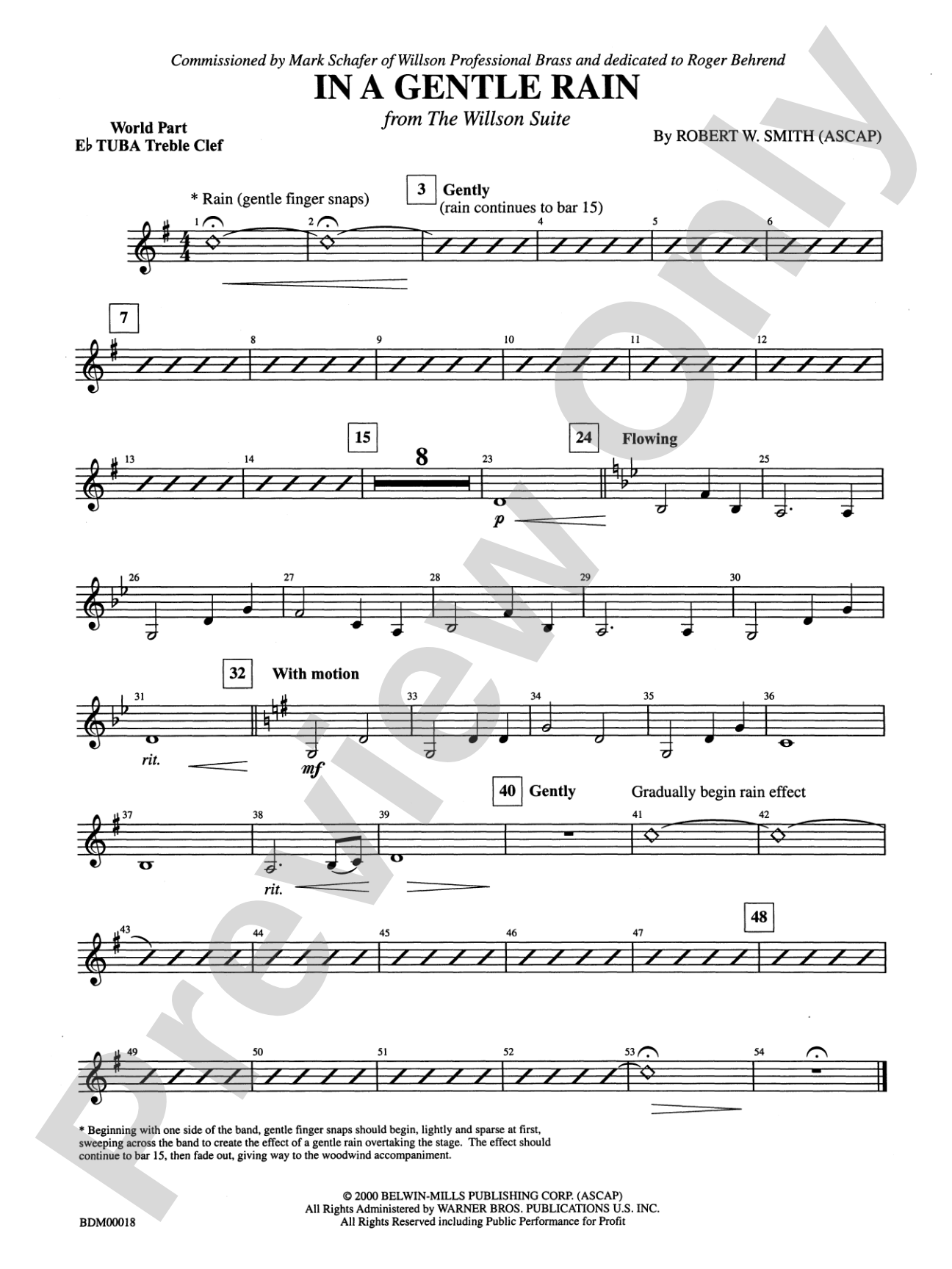 In a Gentle Rain: (wp) E-flat Tuba T.C.