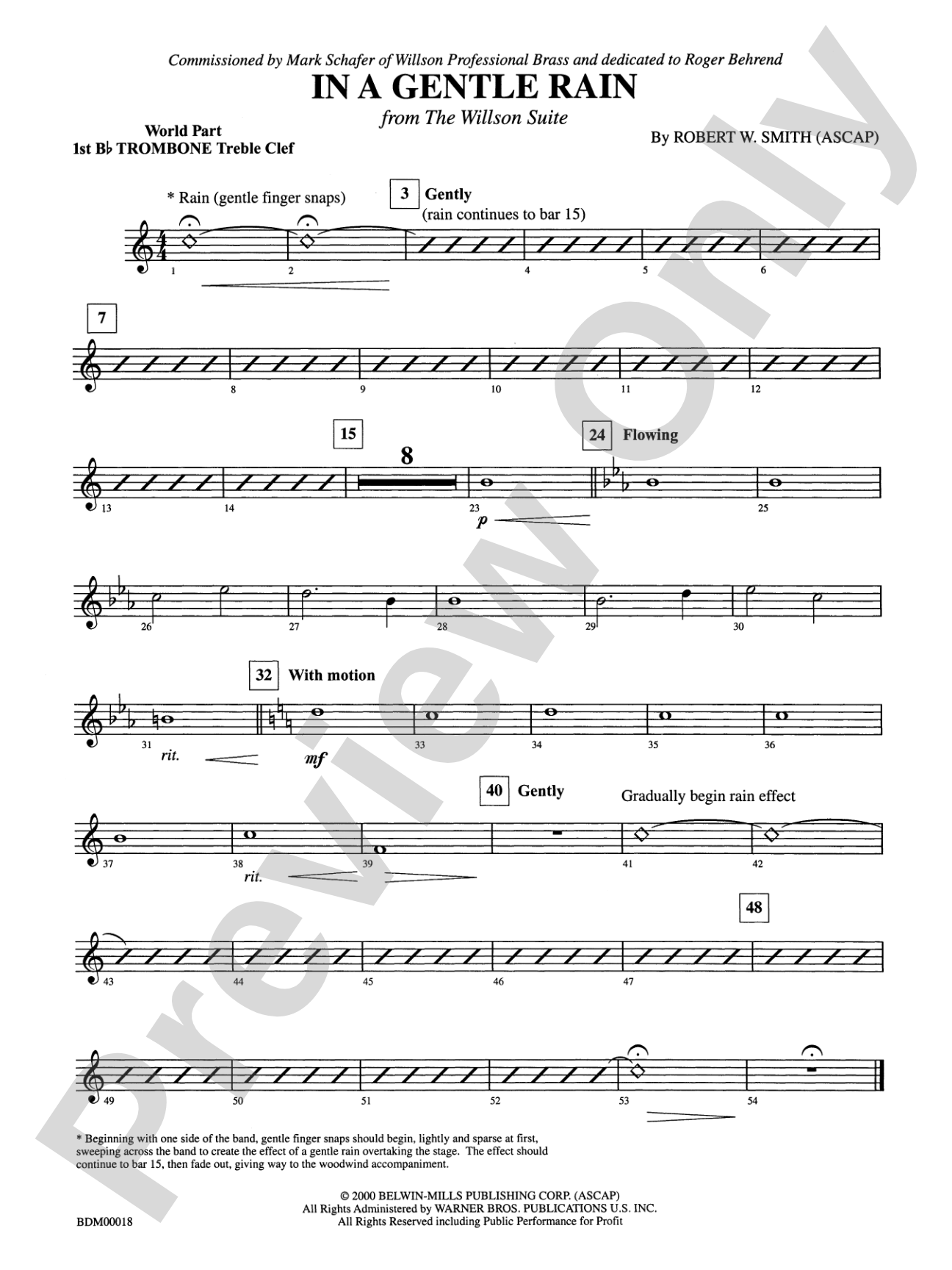 In a Gentle Rain: (wp) 1st B-flat Trombone T.C.