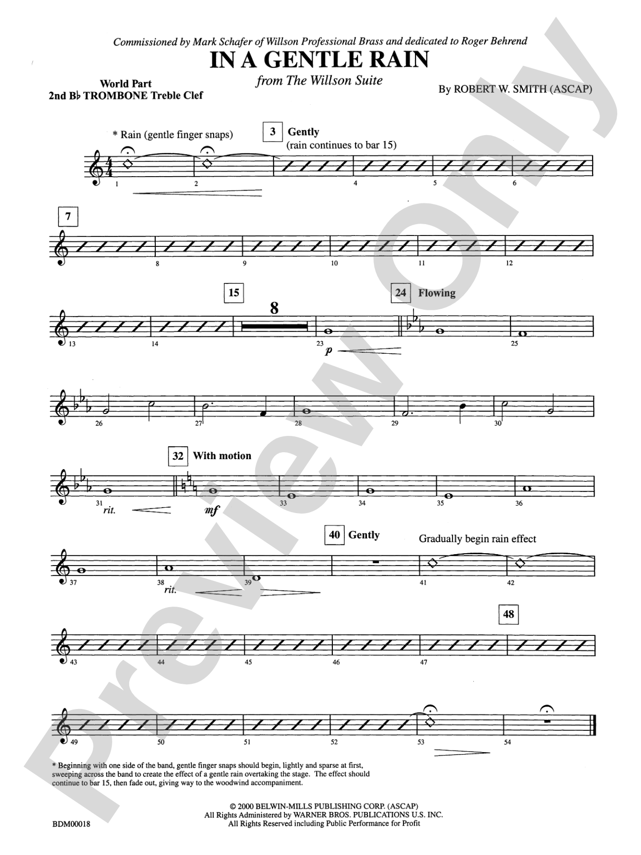 In a Gentle Rain: (wp) 2nd B-flat Trombone T.C.