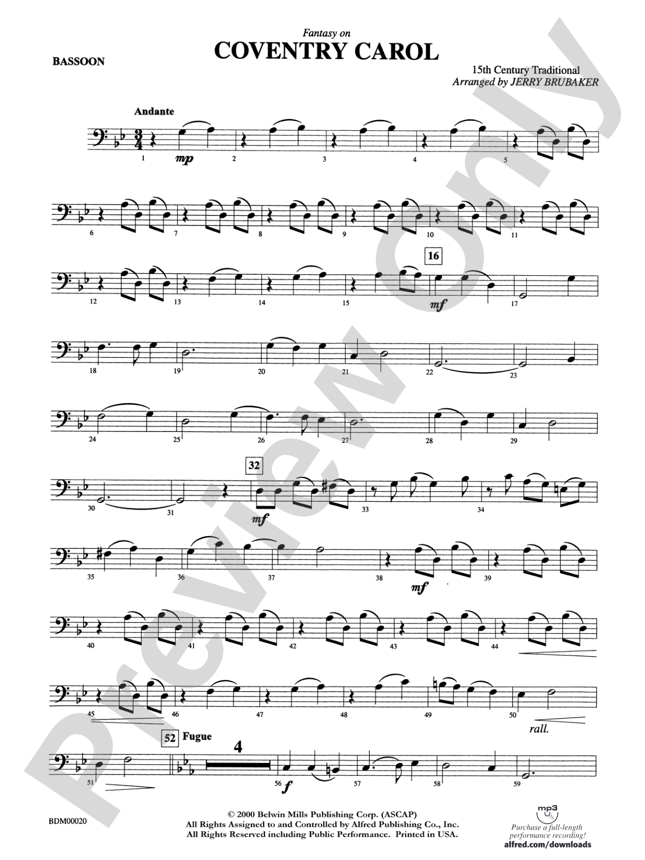 Coventry Carol: Bassoon