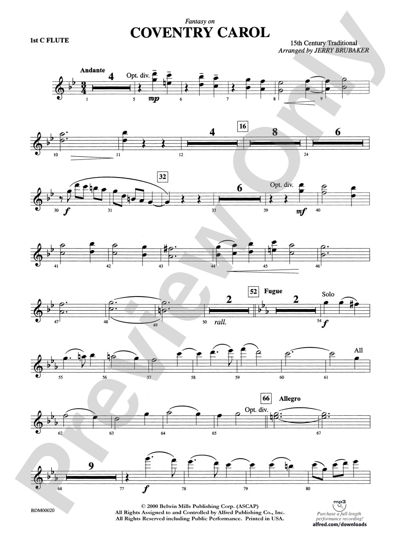 Coventry Carol: Flute