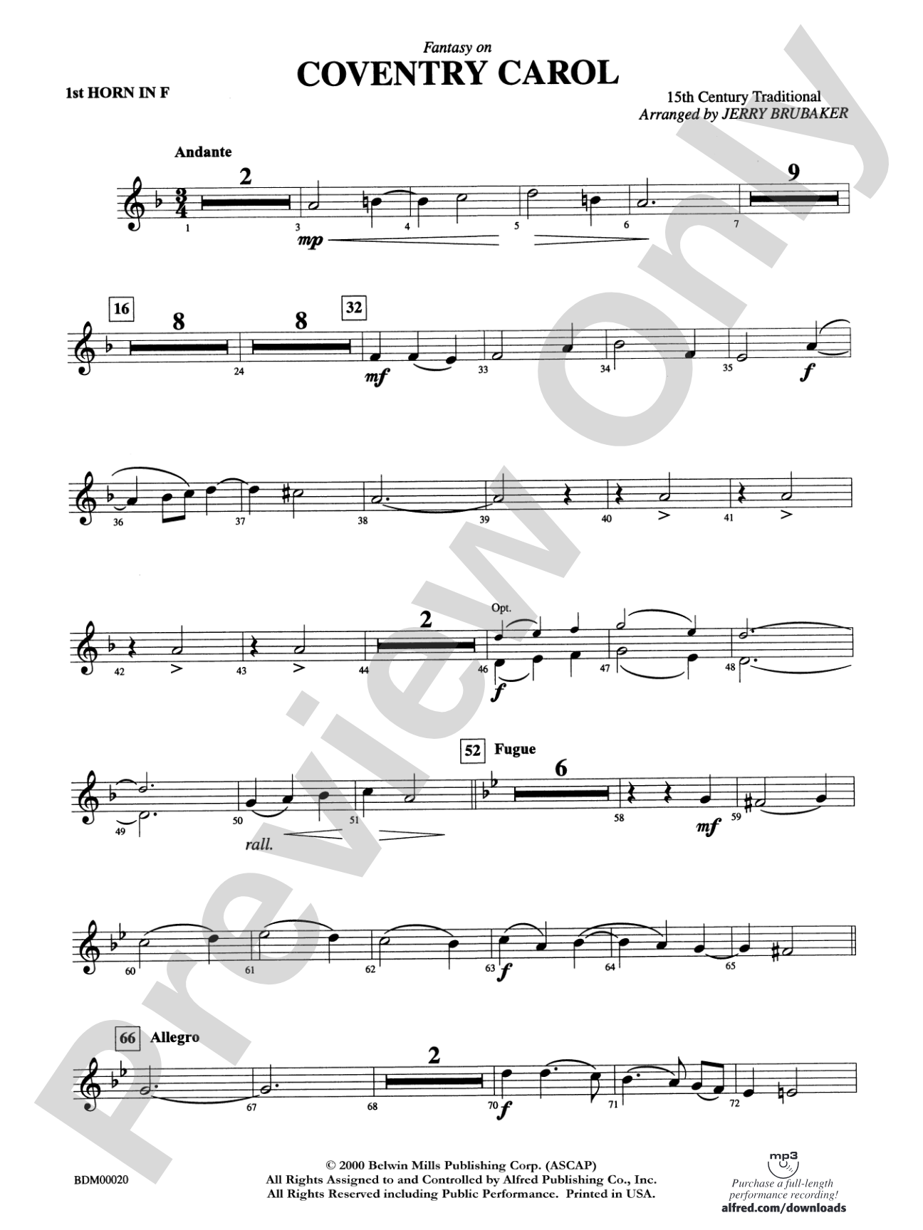 Coventry Carol: 1st F Horn