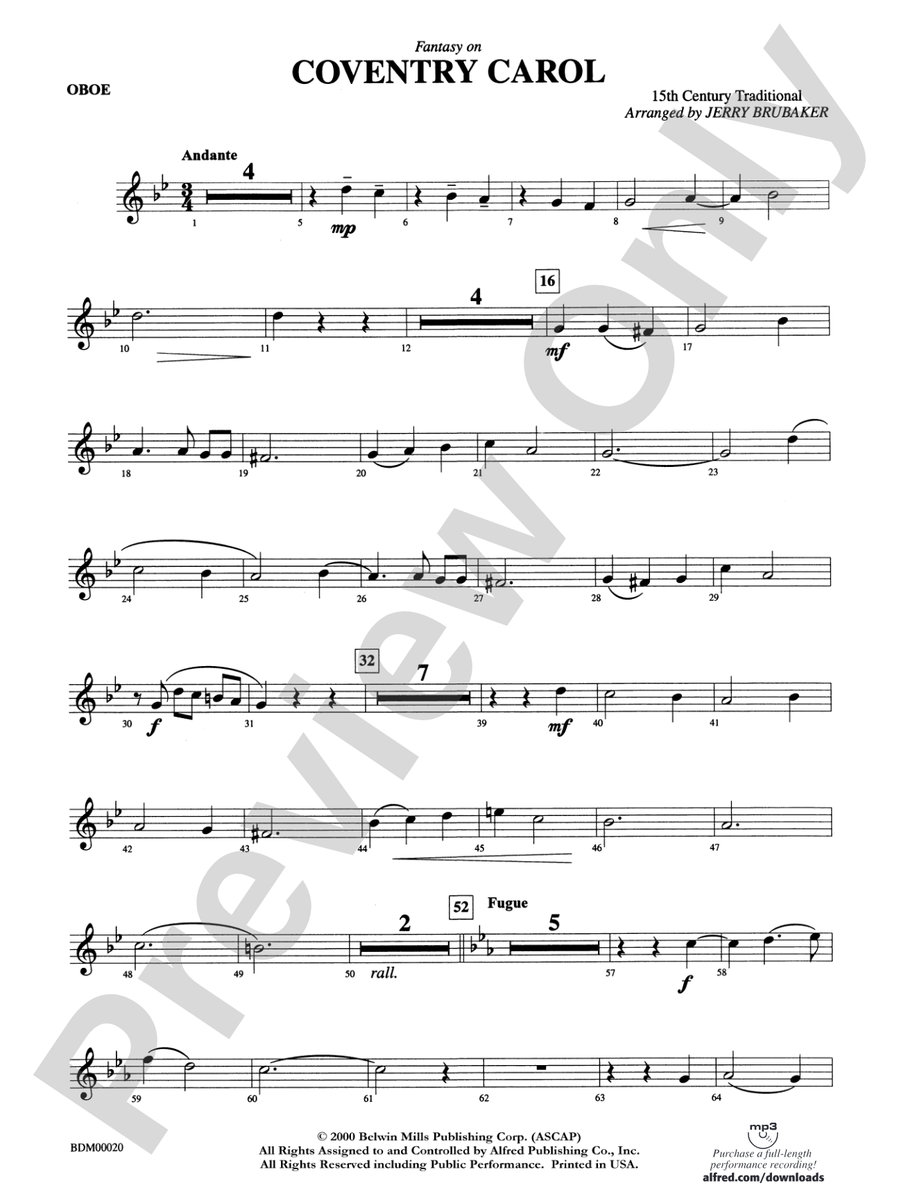 Coventry Carol: Oboe