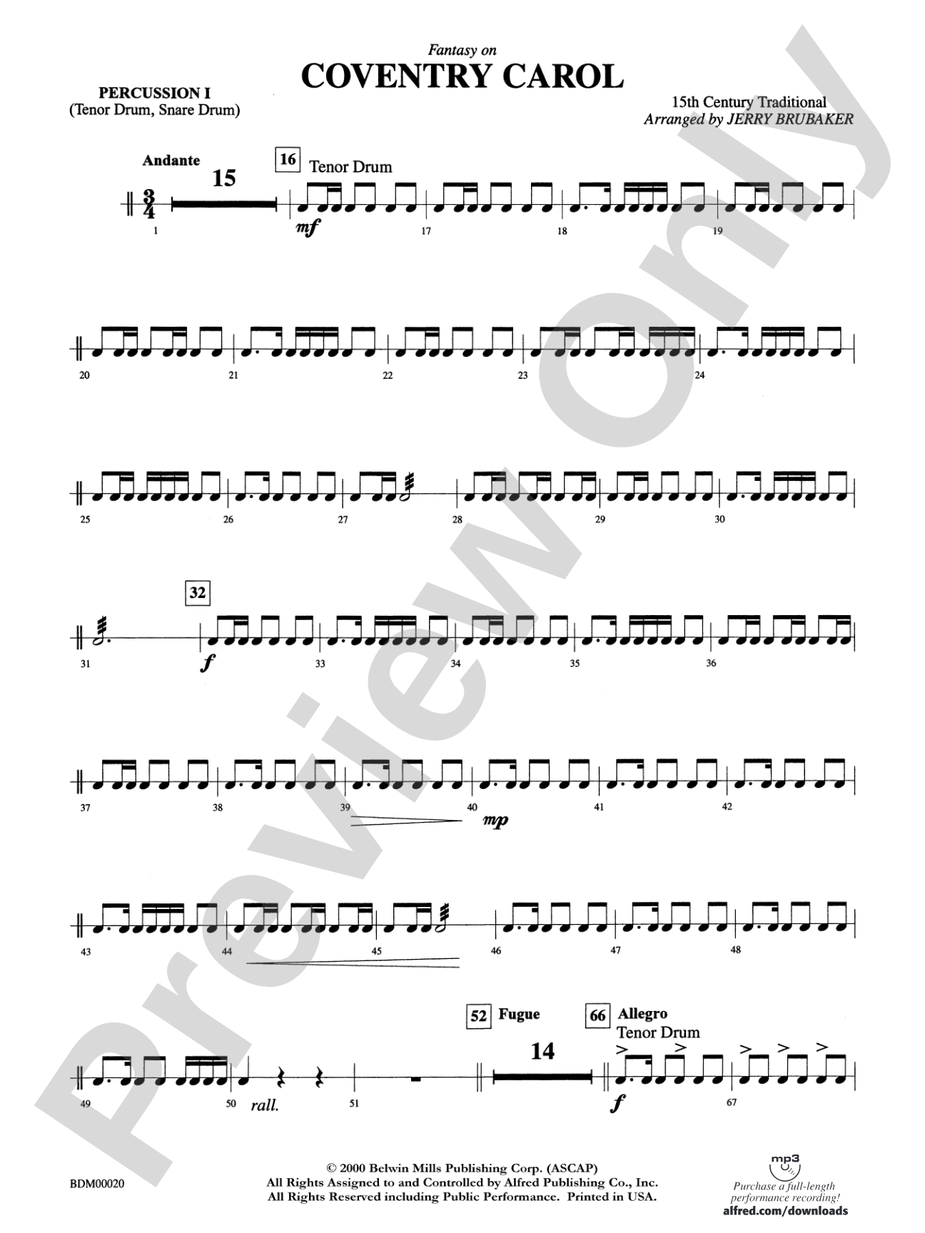 Coventry Carol: 1st Percussion