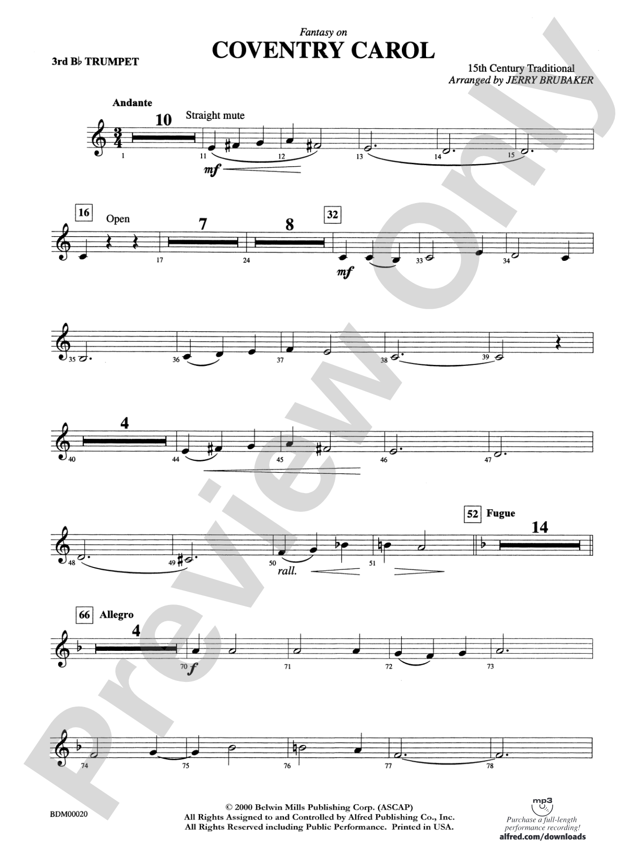 Coventry Carol: 3rd B-flat Trumpet