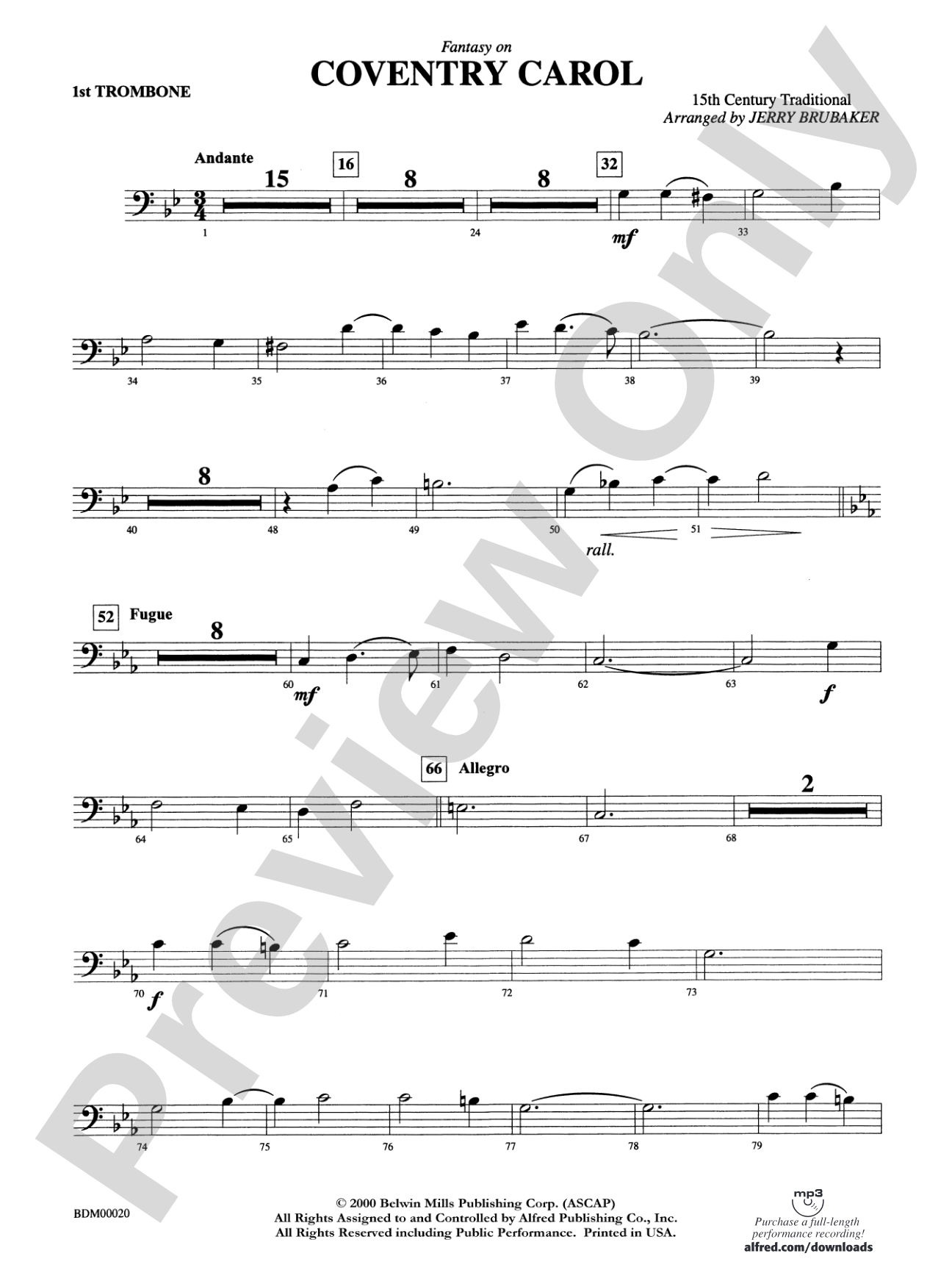 Coventry Carol: 1st Trombone