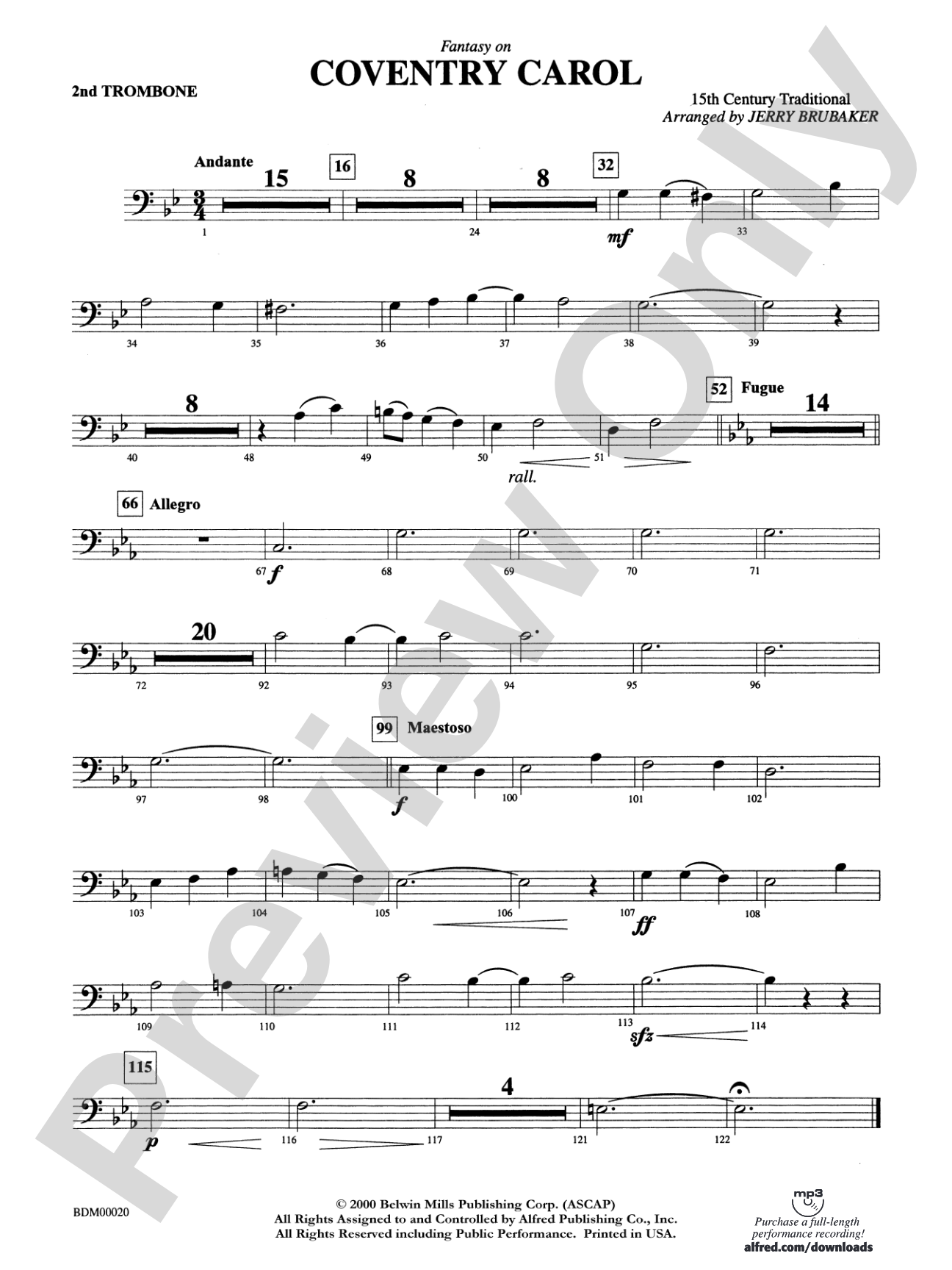 Coventry Carol: 2nd Trombone