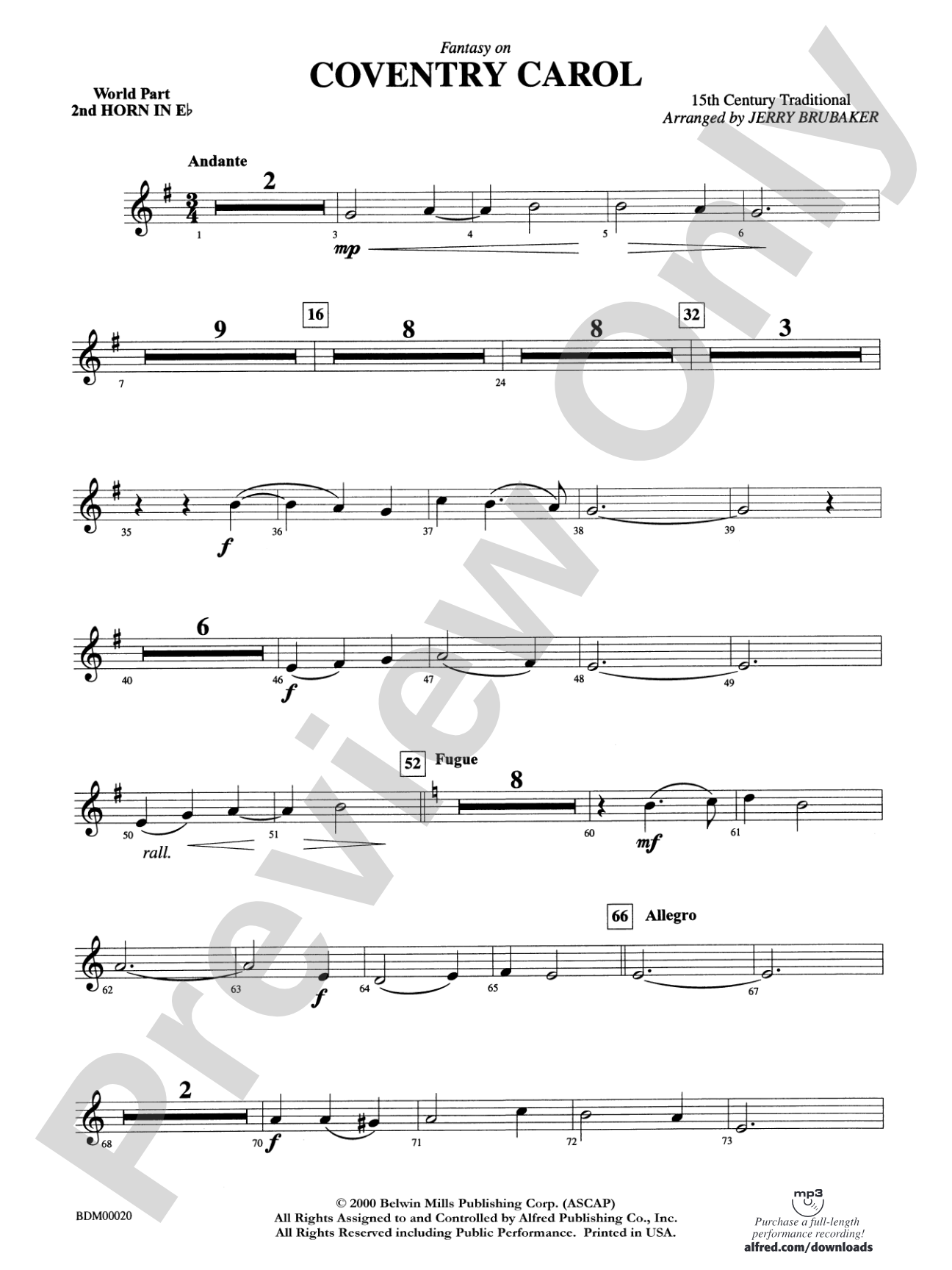 Coventry Carol: (wp) 2nd Horn in E-flat