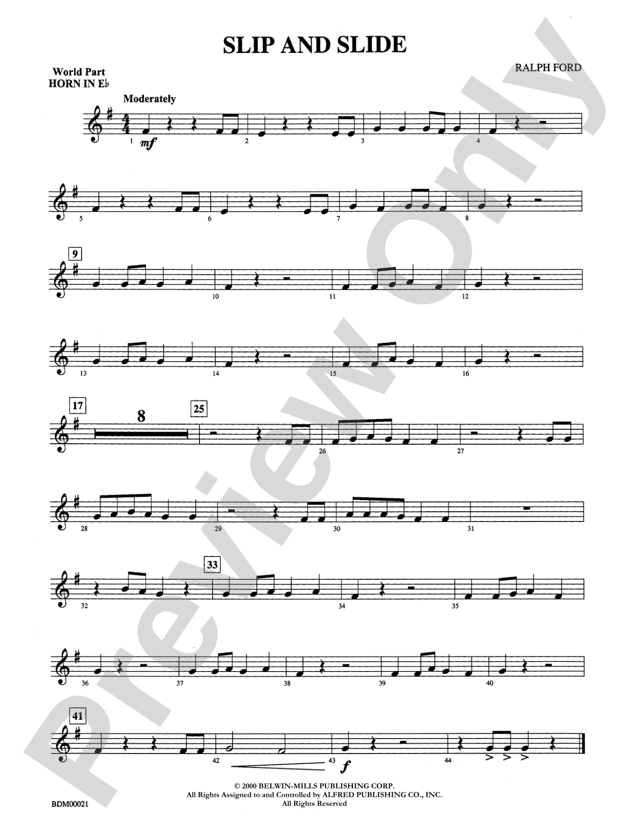 Slip and Slide: (wp) 1st Horn in E-flat
