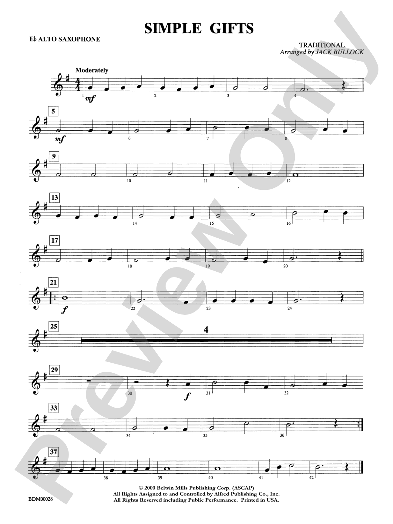 Simple Gifts: E-flat Alto Saxophone