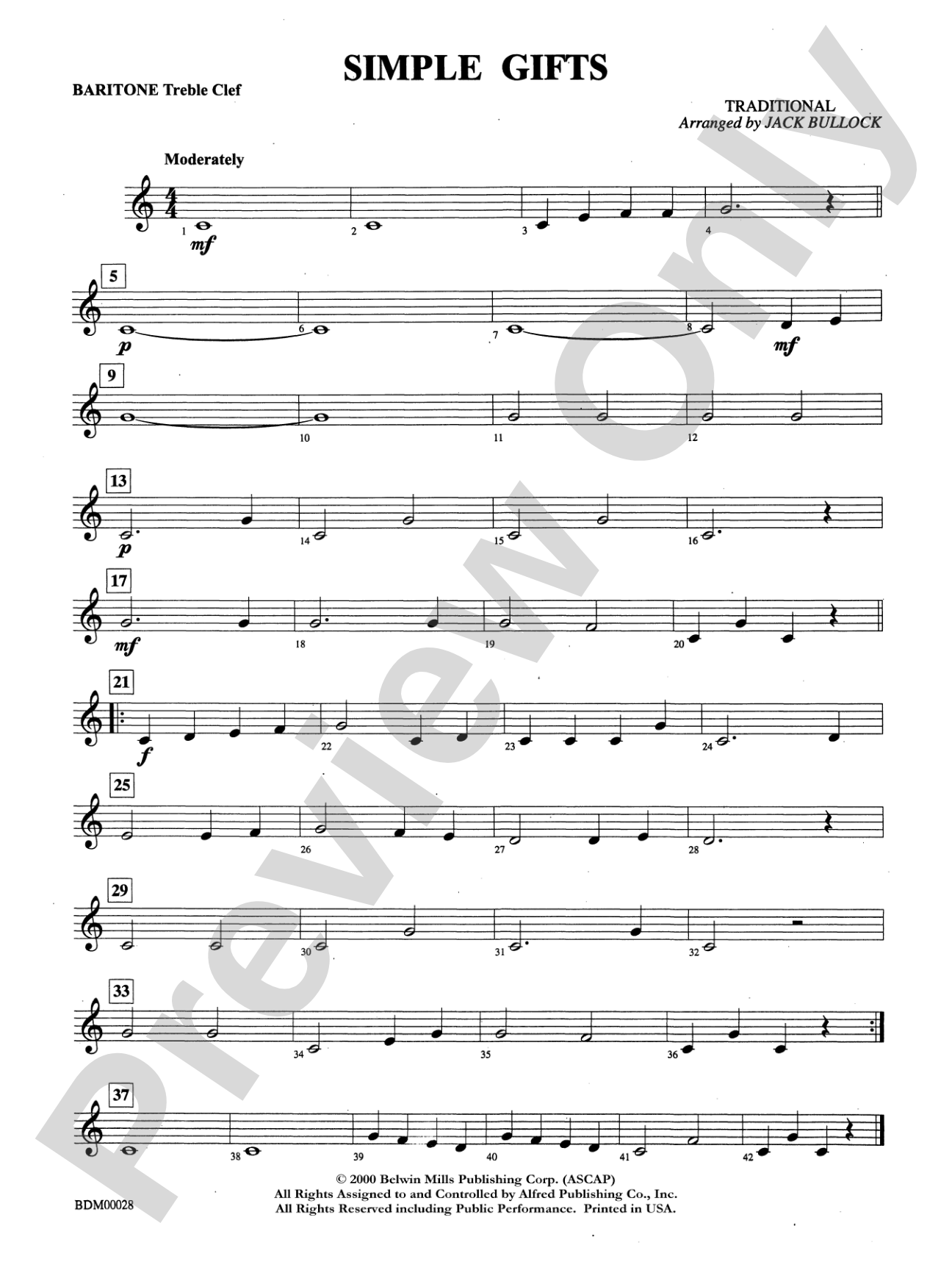 Simple Gifts: Baritone T.C.