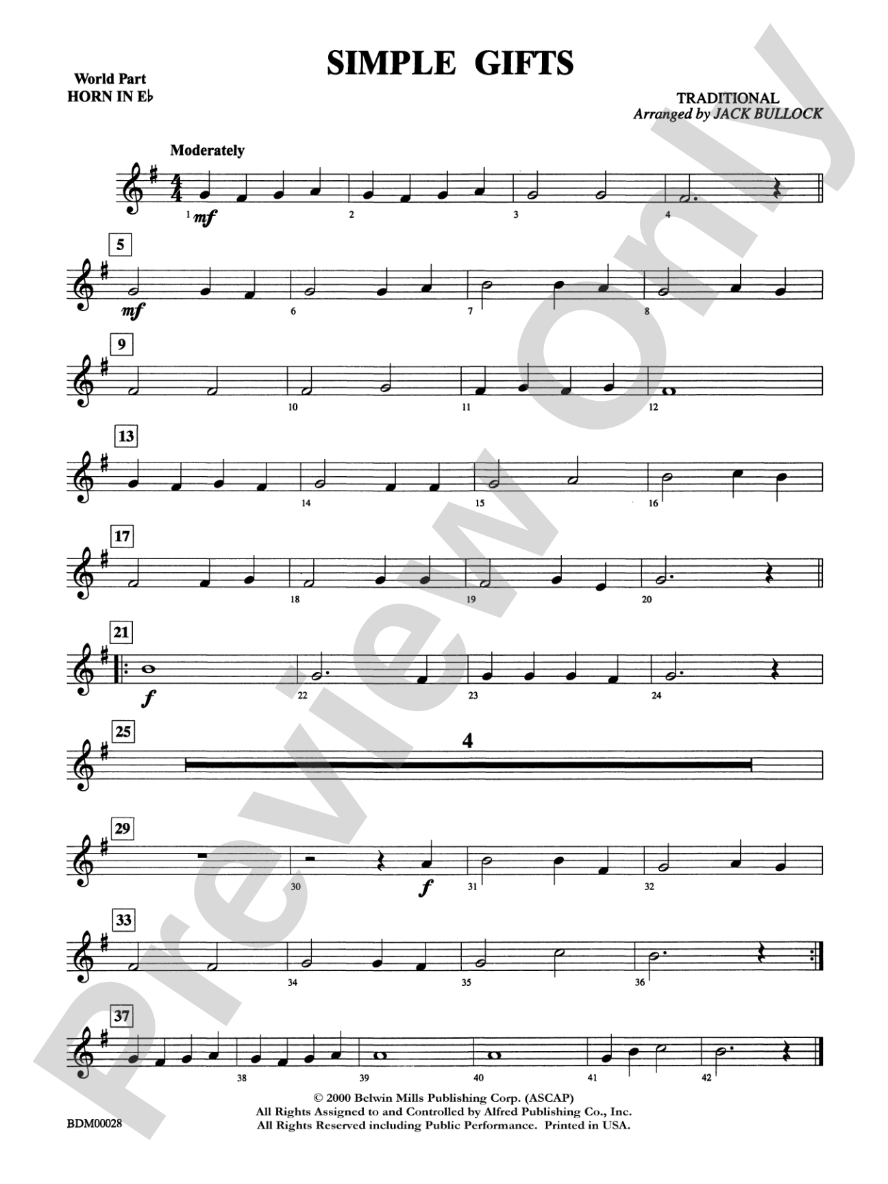 Simple Gifts: WP 1st Horn in E-flat
