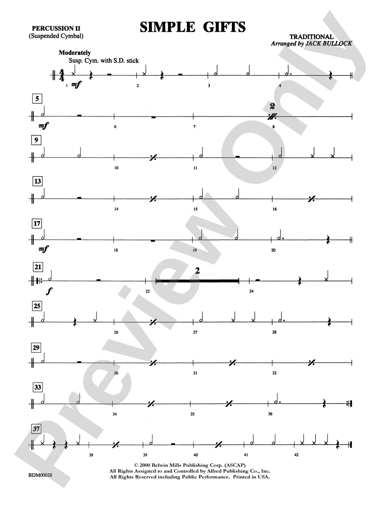 Simple Gifts: 2nd Percussion