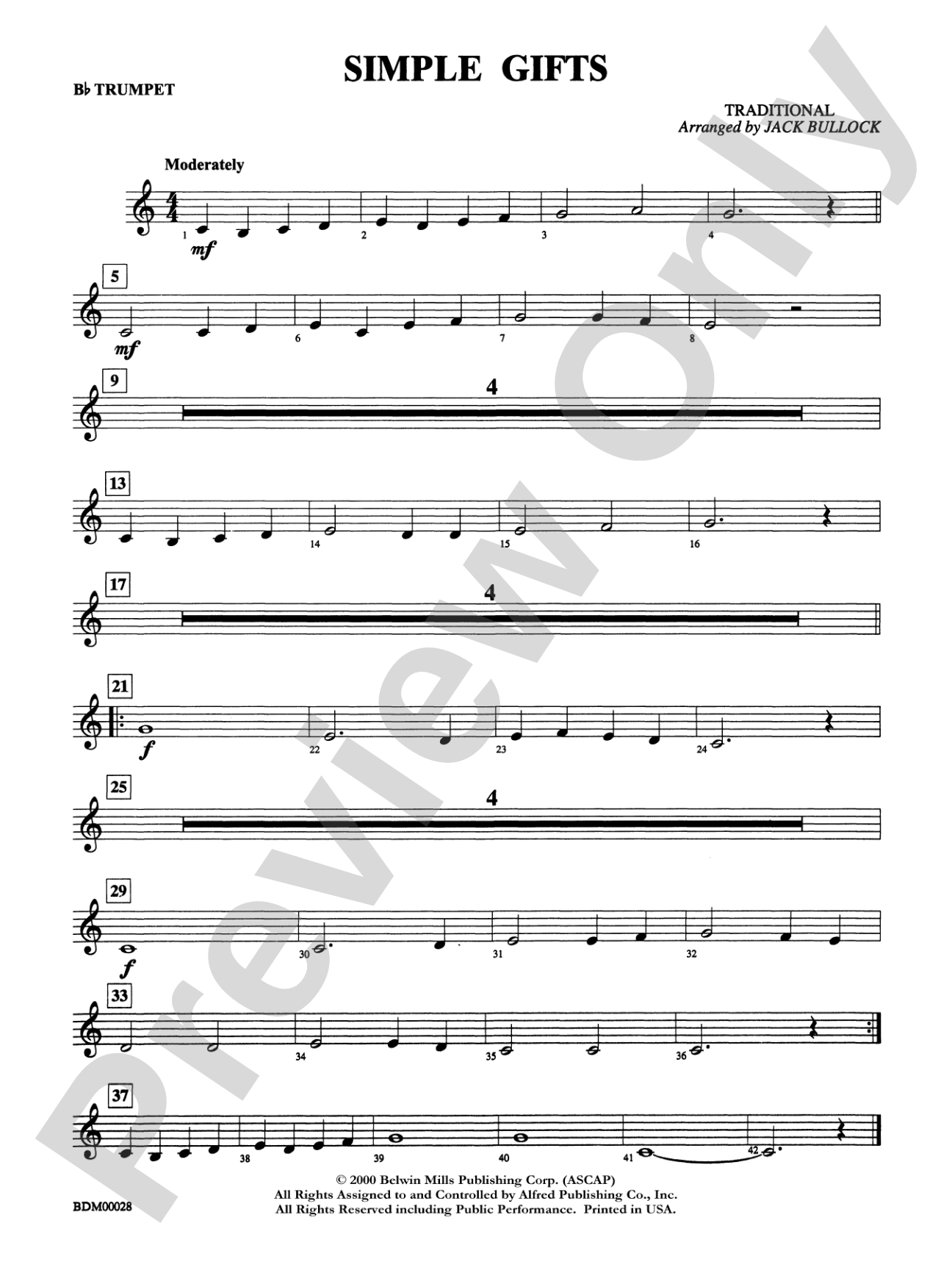 Simple Gifts: 1st B-flat Trumpet