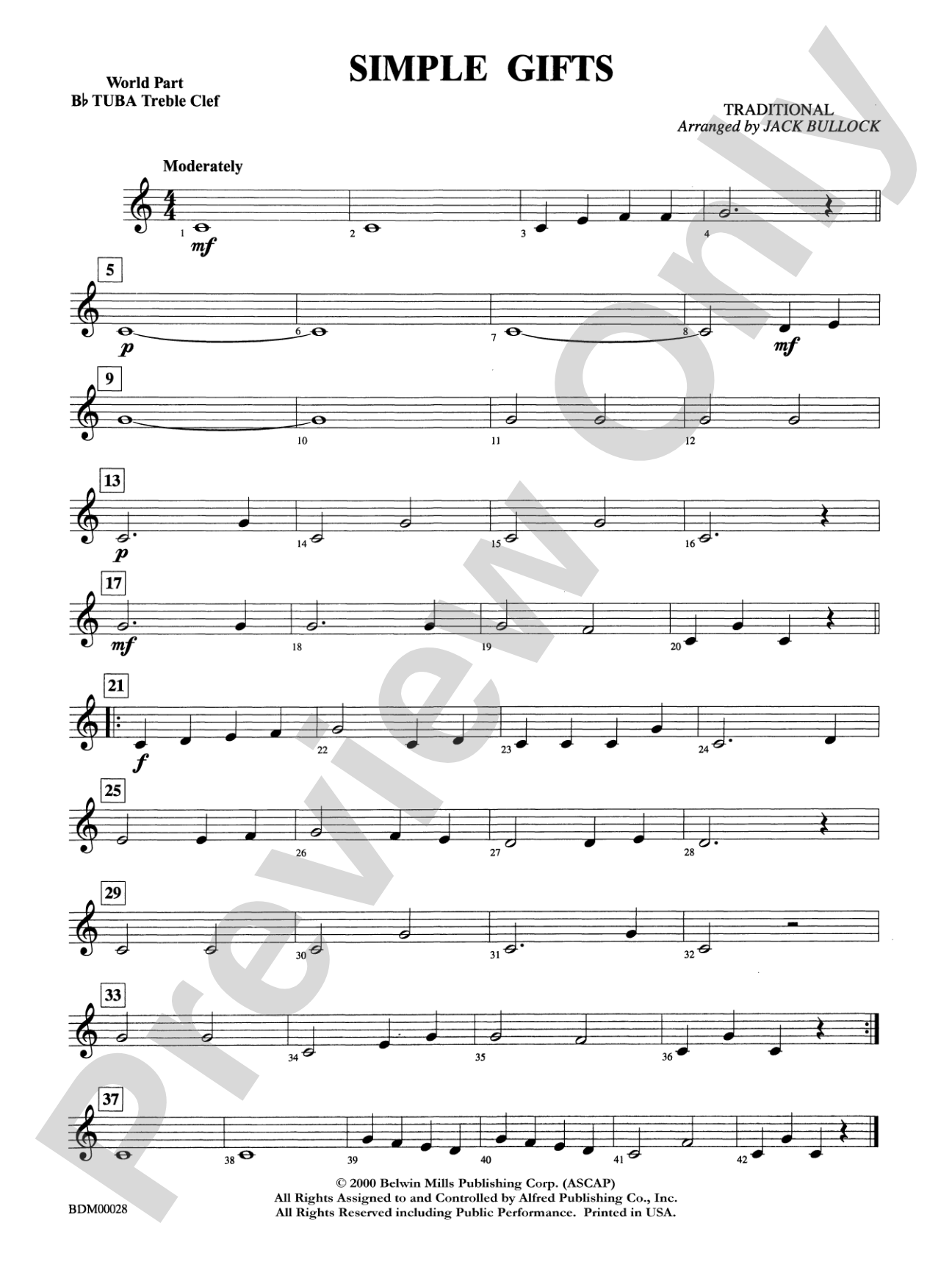 Simple Gifts: WP B-flat Tuba T.C.