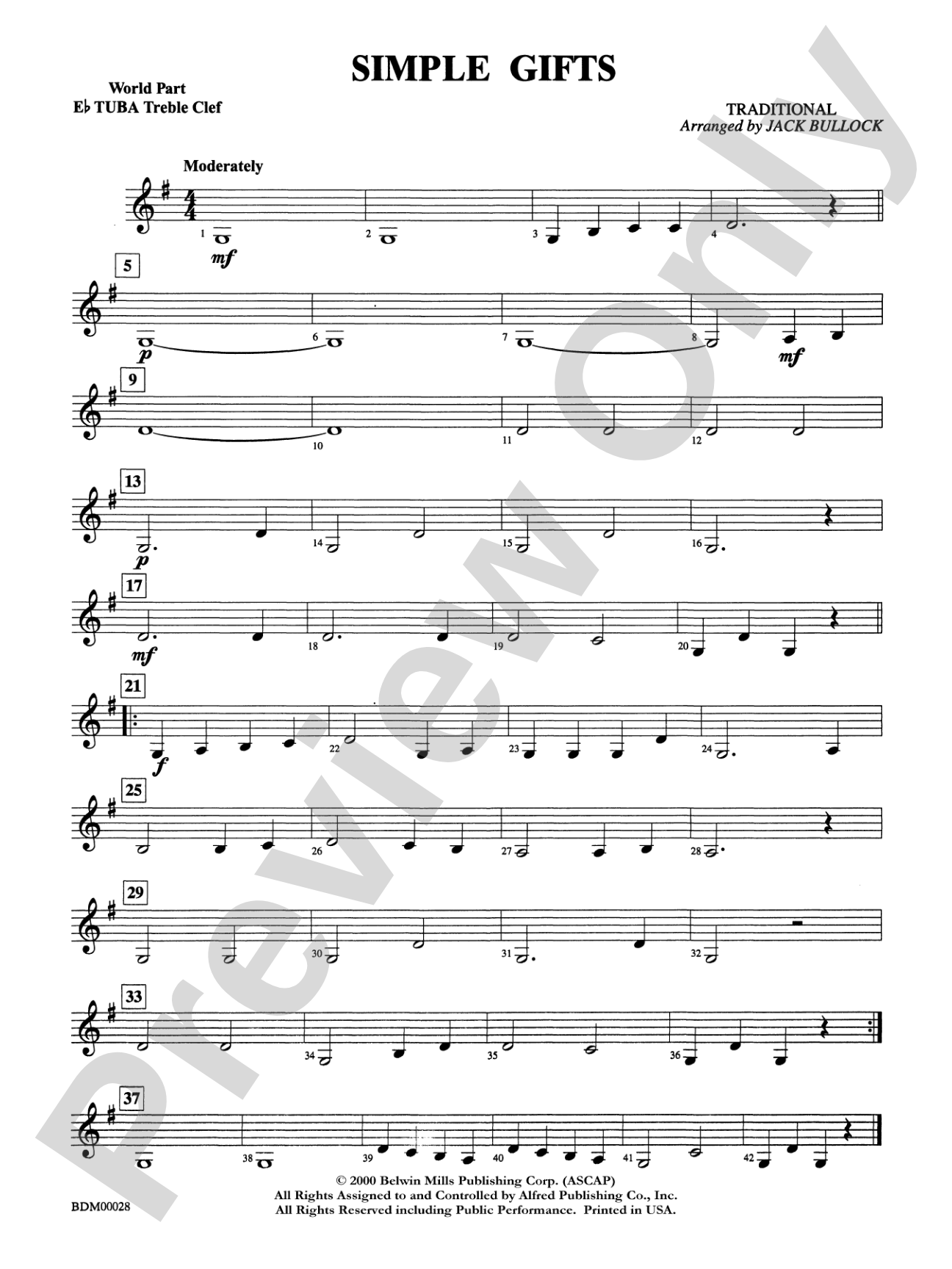 Simple Gifts: WP E-flat Tuba T.C.
