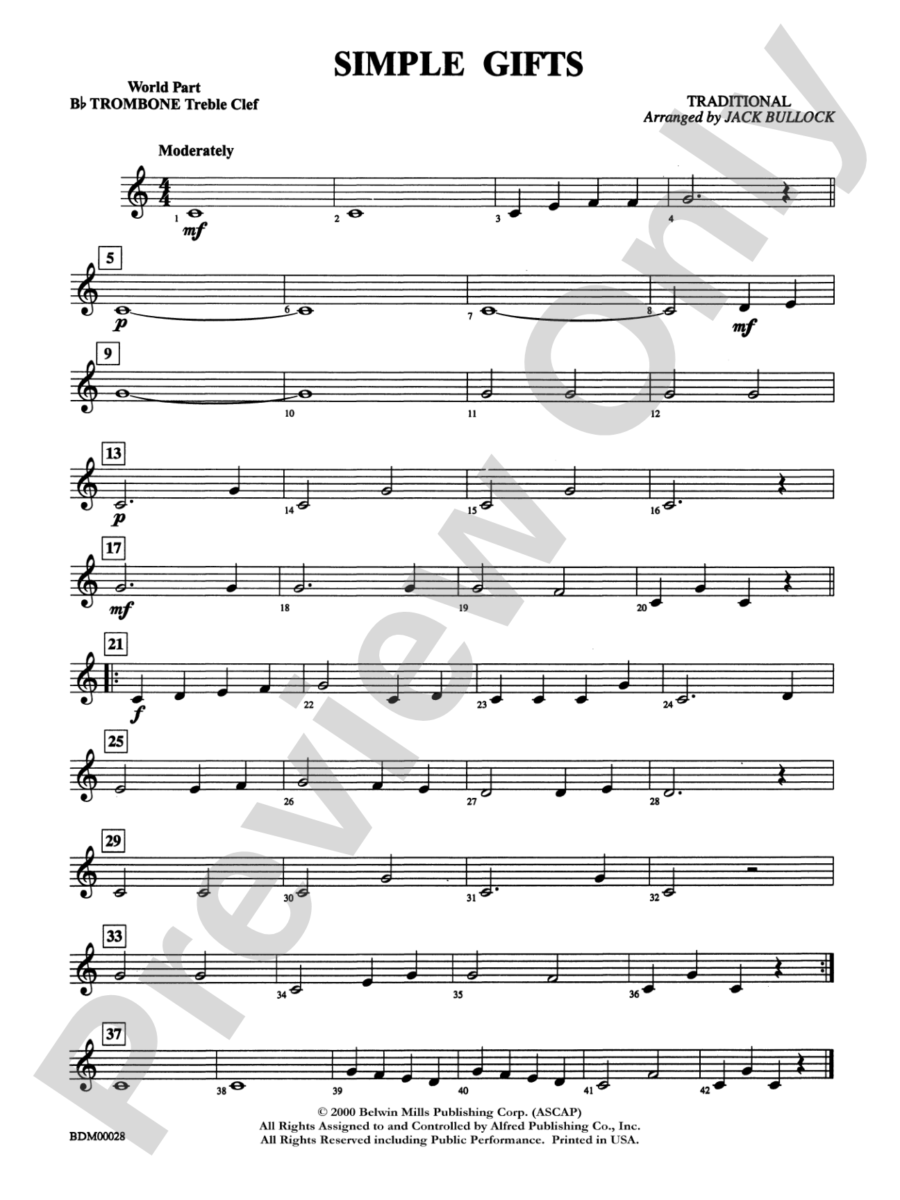 Simple Gifts: WP 1st B-flat Trombone T.C.