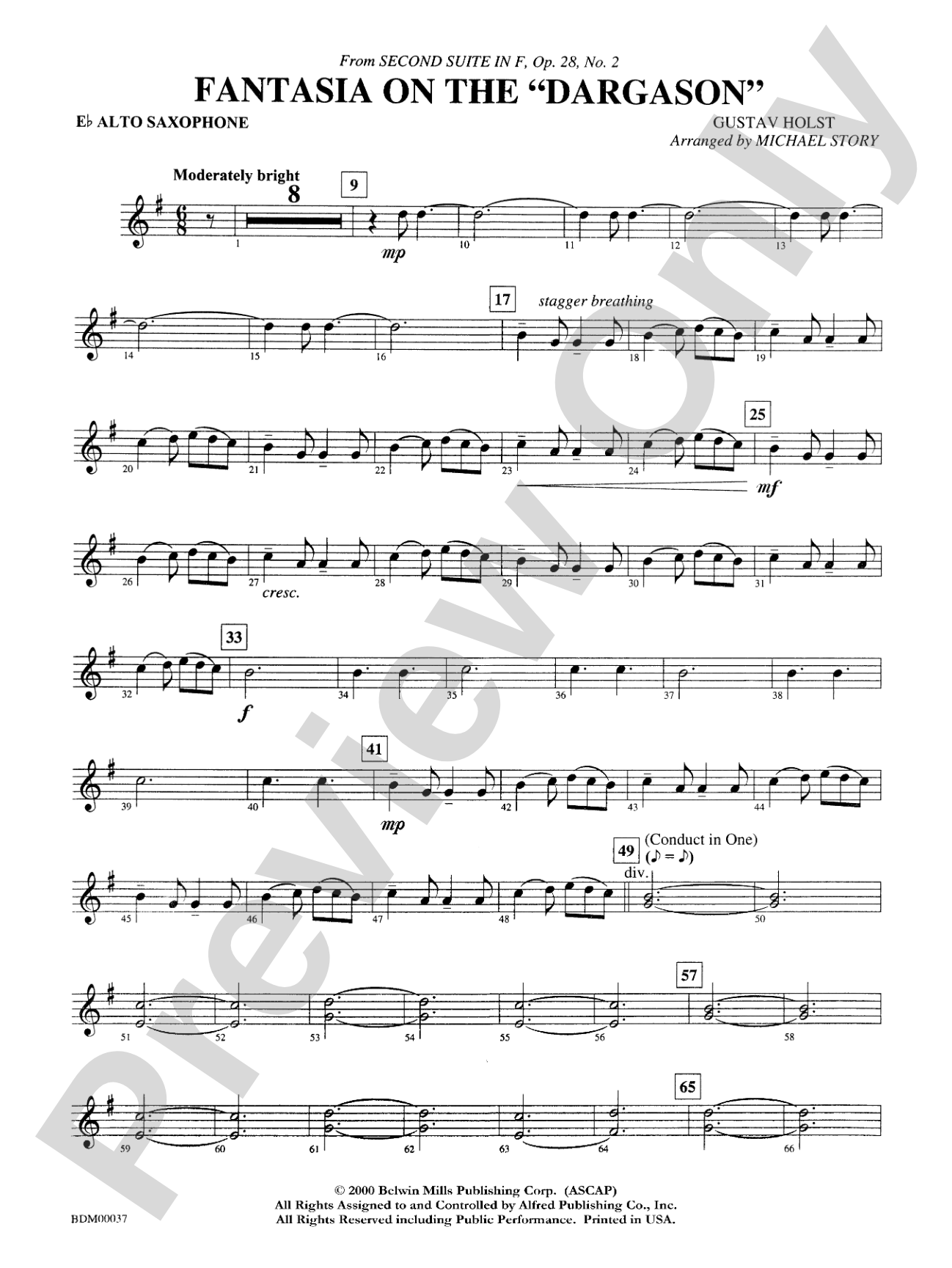 Fantasia on the "Dargason": E-flat Alto Saxophone