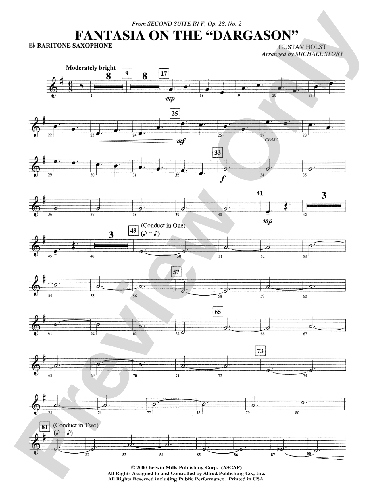 Fantasia on the "Dargason": E-flat Baritone Saxophone
