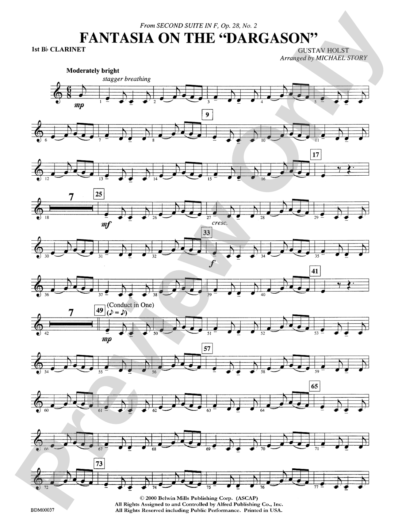 Fantasia on the "Dargason": 1st B-flat Clarinet