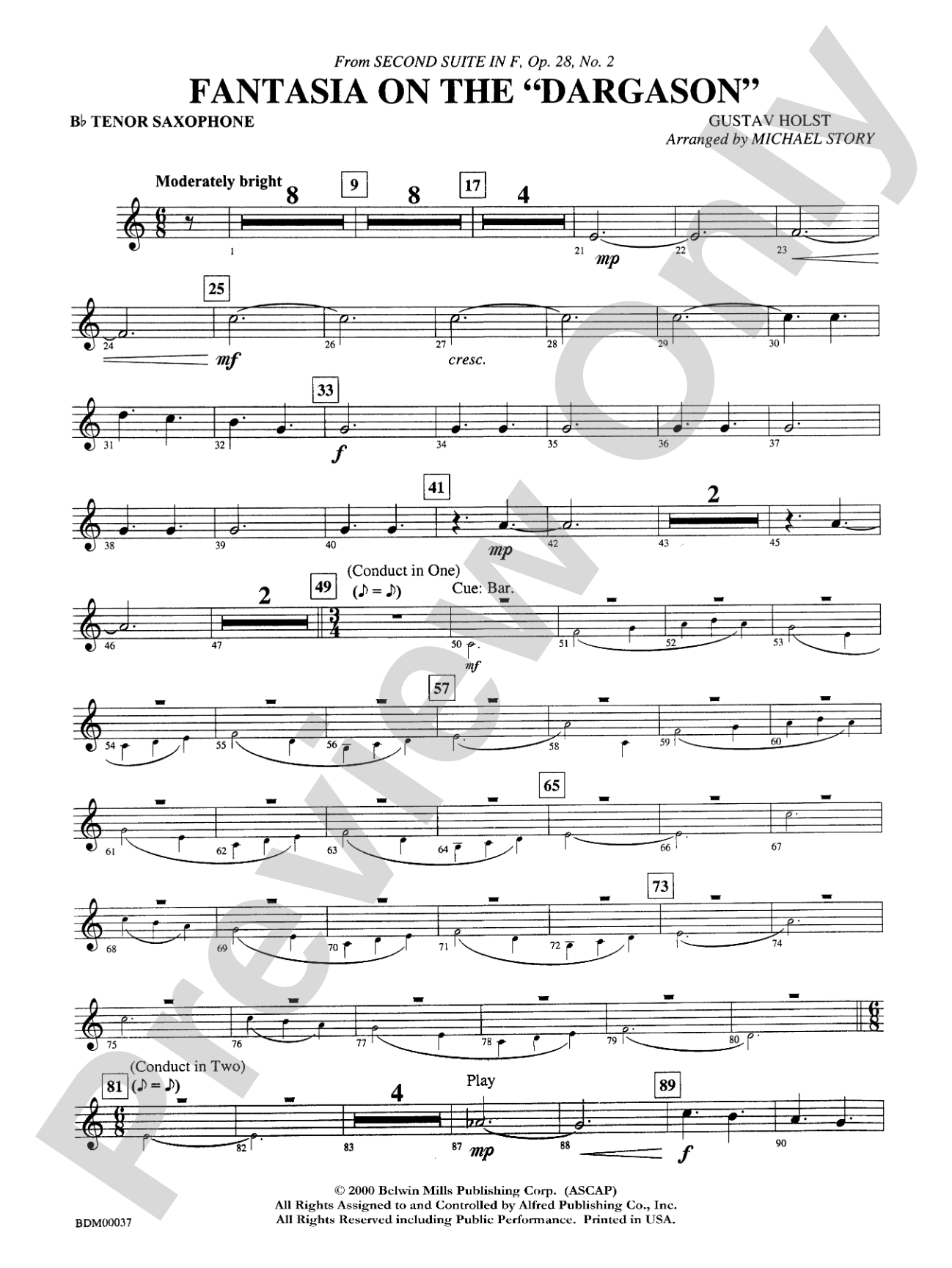 Fantasia on the "Dargason": B-flat Tenor Saxophone