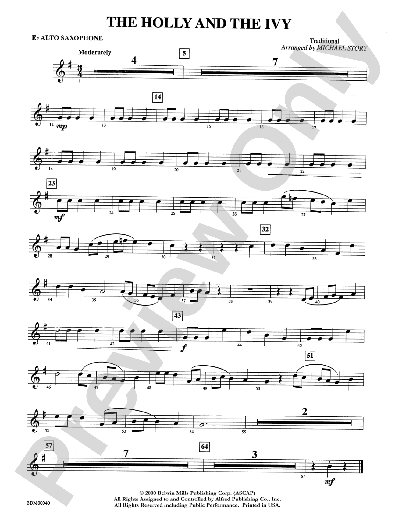 The Holly and the Ivy: E-flat Alto Saxophone