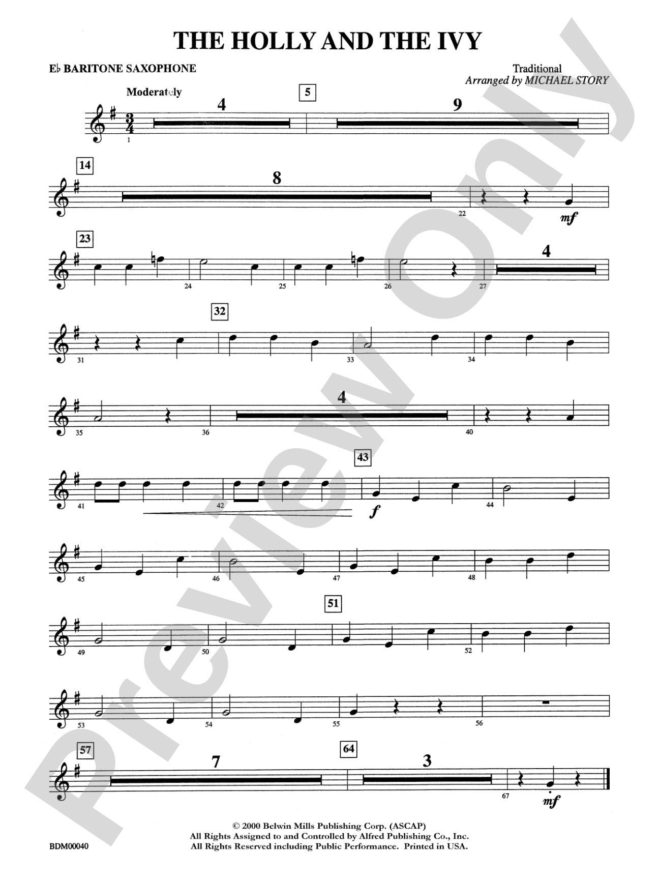 The Holly and the Ivy: E-flat Baritone Saxophone