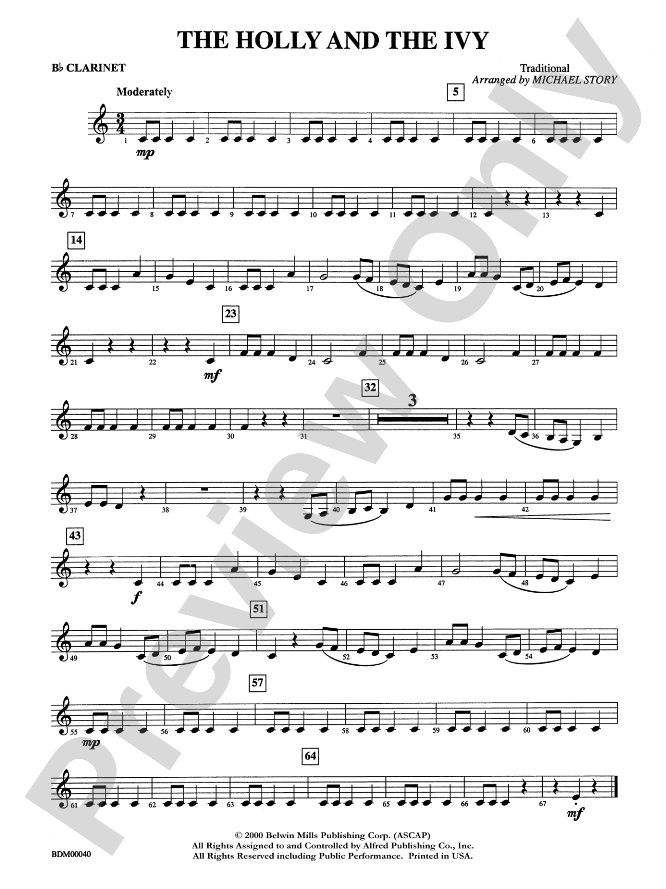 The Holly and the Ivy: 1st B-flat Clarinet