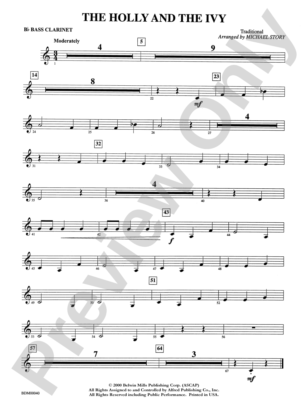 The Holly and the Ivy: B-flat Bass Clarinet
