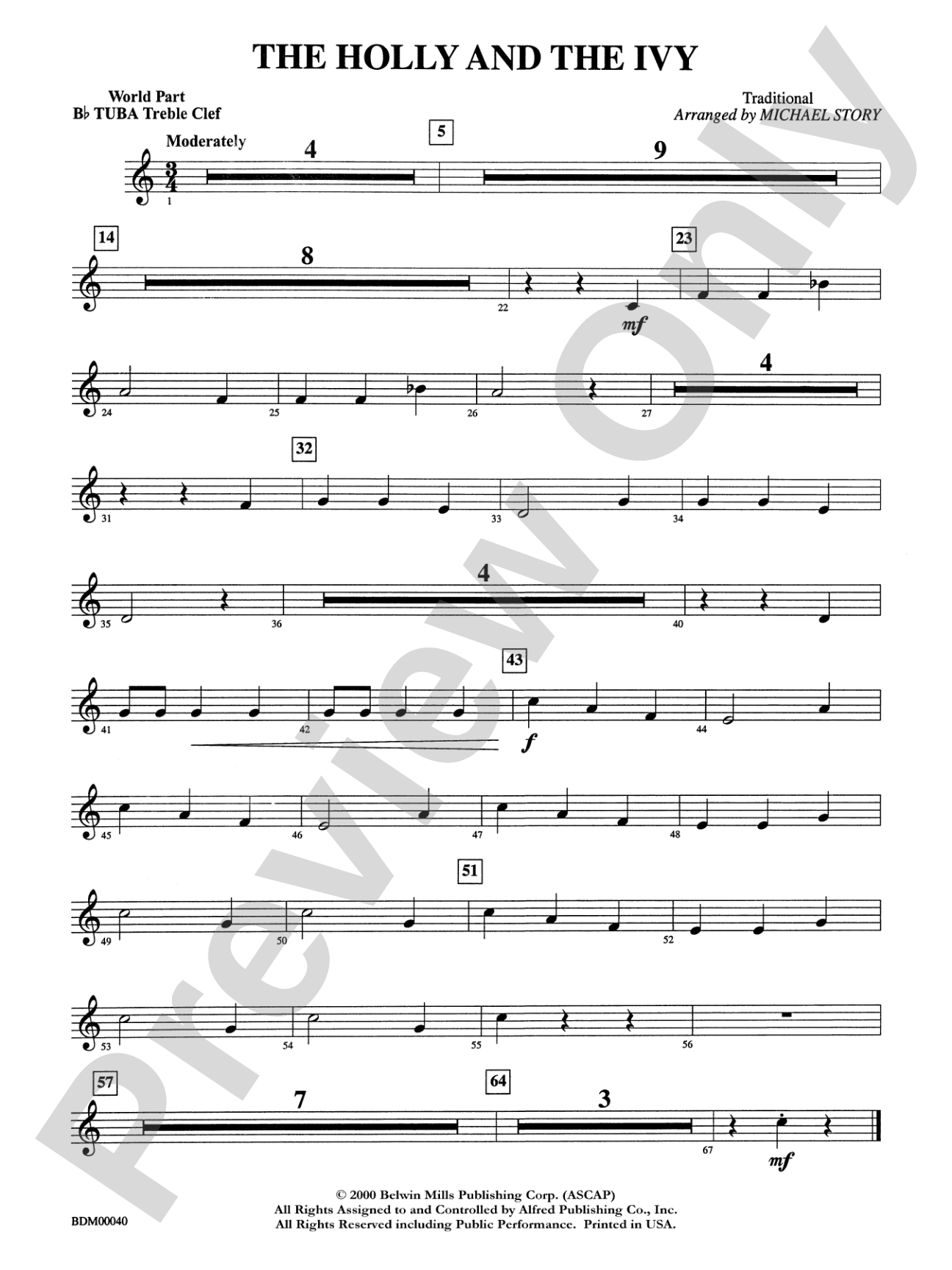 The Holly and the Ivy: WP B-flat Tuba T.C.