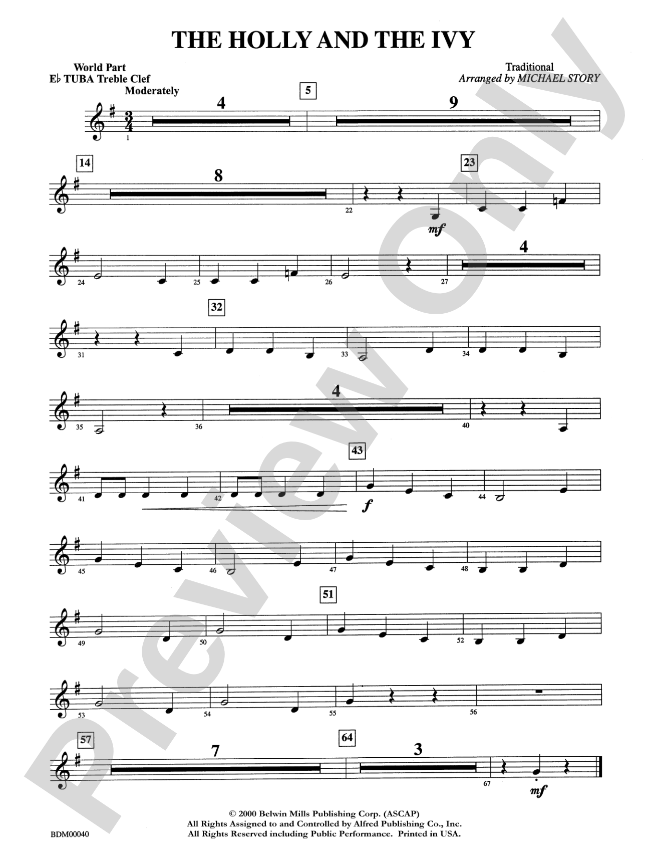 The Holly and the Ivy: WP E-flat Tuba T.C.