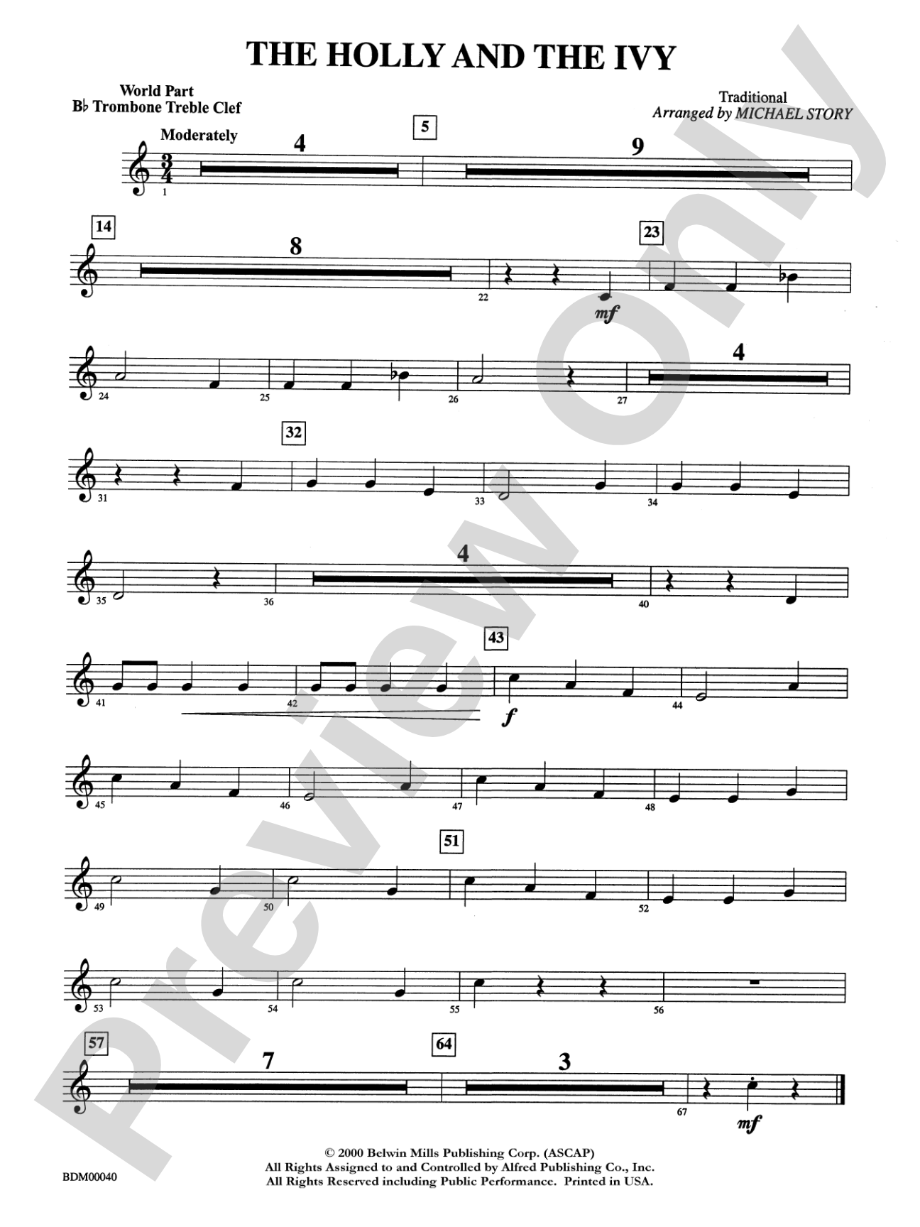 The Holly and the Ivy: WP 1st B-flat Trombone T.C.