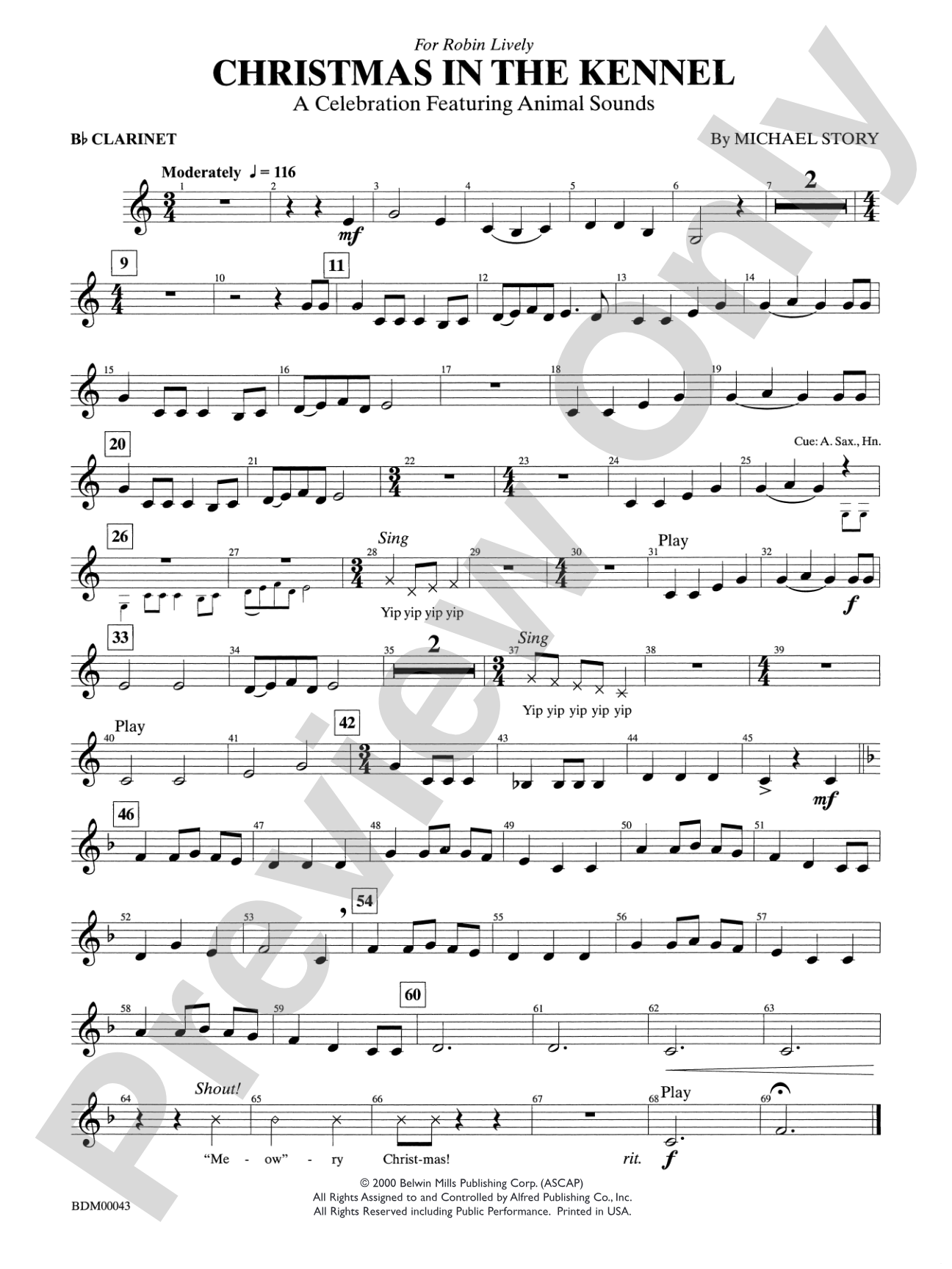 Christmas in the Kennel: 1st B-flat Clarinet