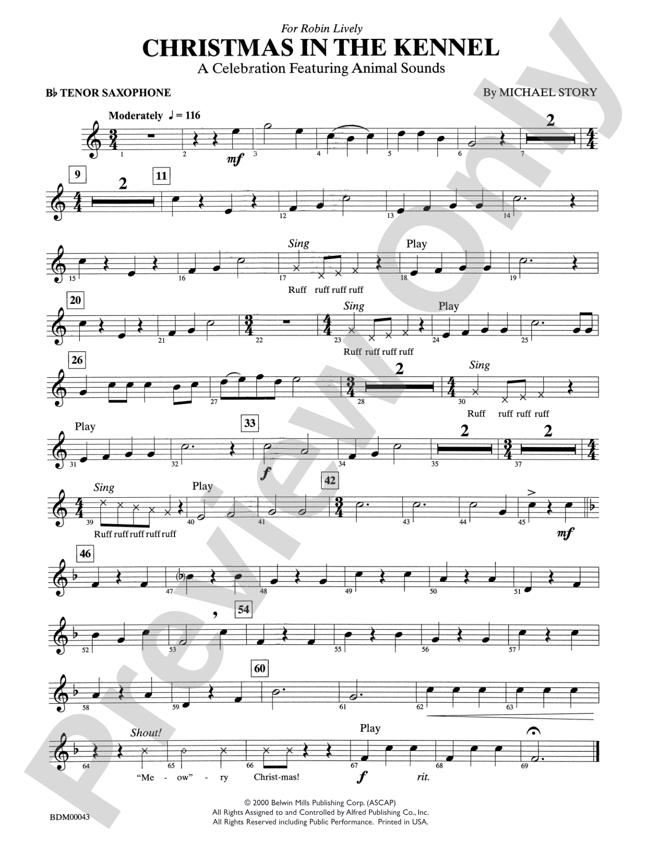 Christmas in the Kennel: B-flat Tenor Saxophone