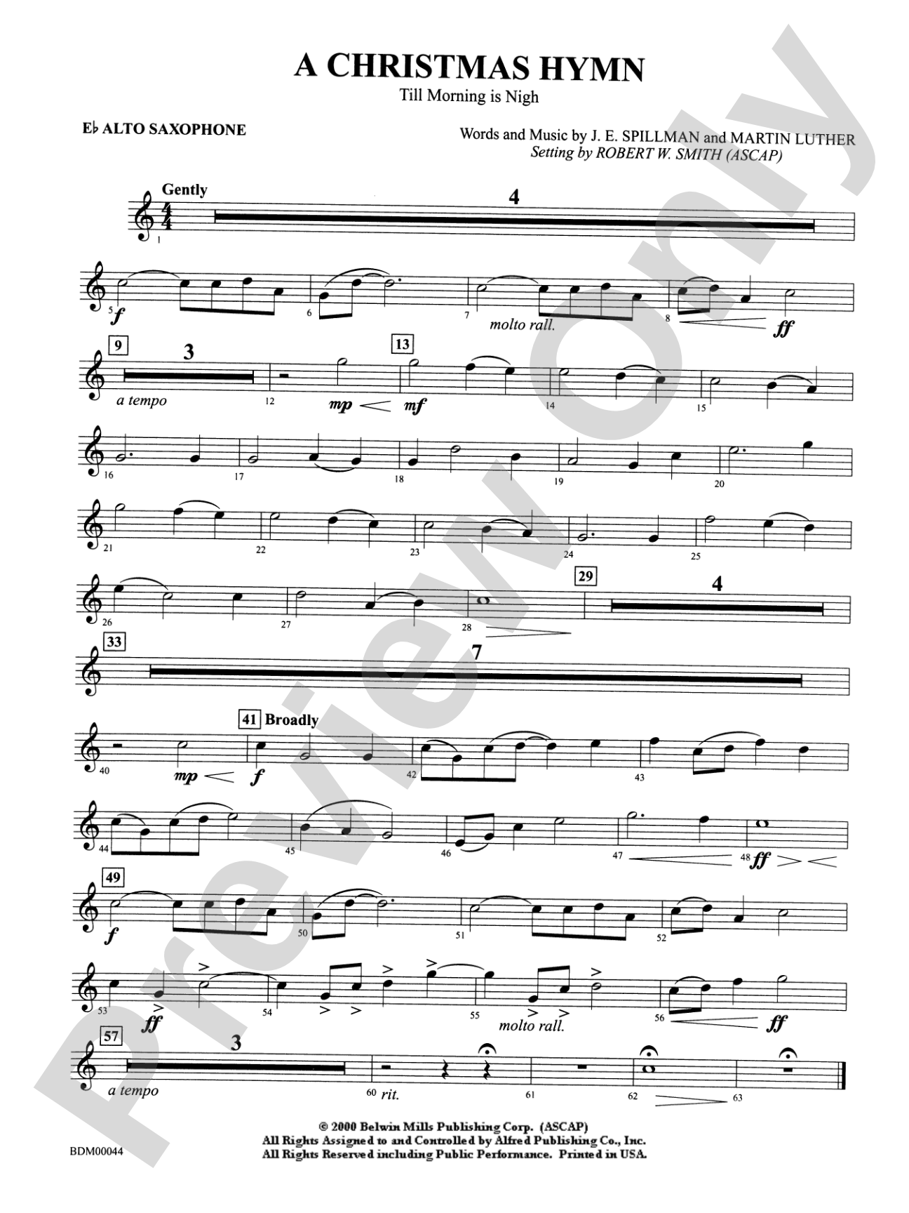 A Christmas Hymn: E-flat Alto Saxophone