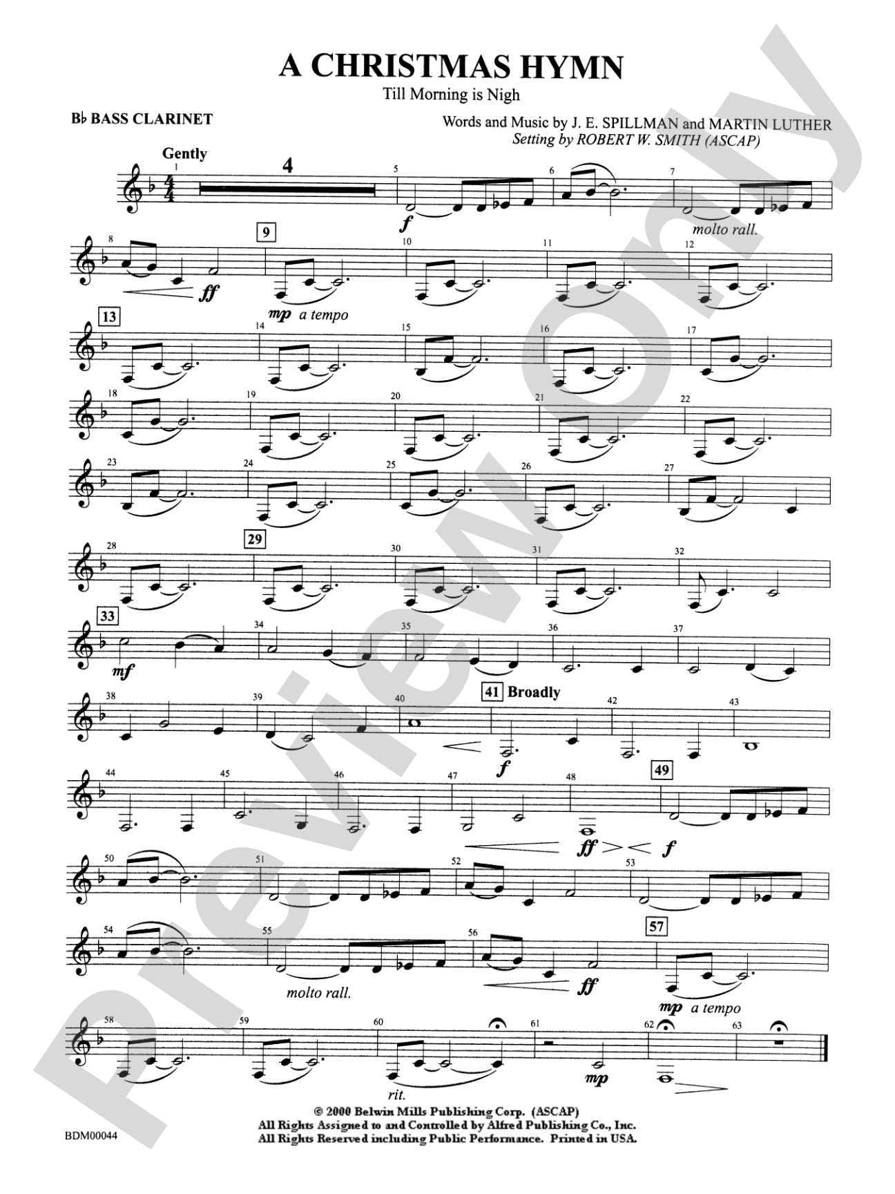 A Christmas Hymn: B-flat Bass Clarinet