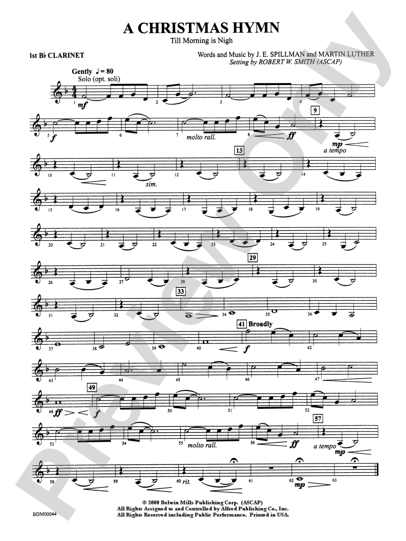 A Christmas Hymn: 1st B-flat Clarinet