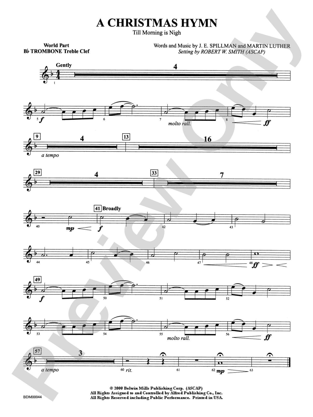 A Christmas Hymn: WP 1st B-flat Trombone T.C.