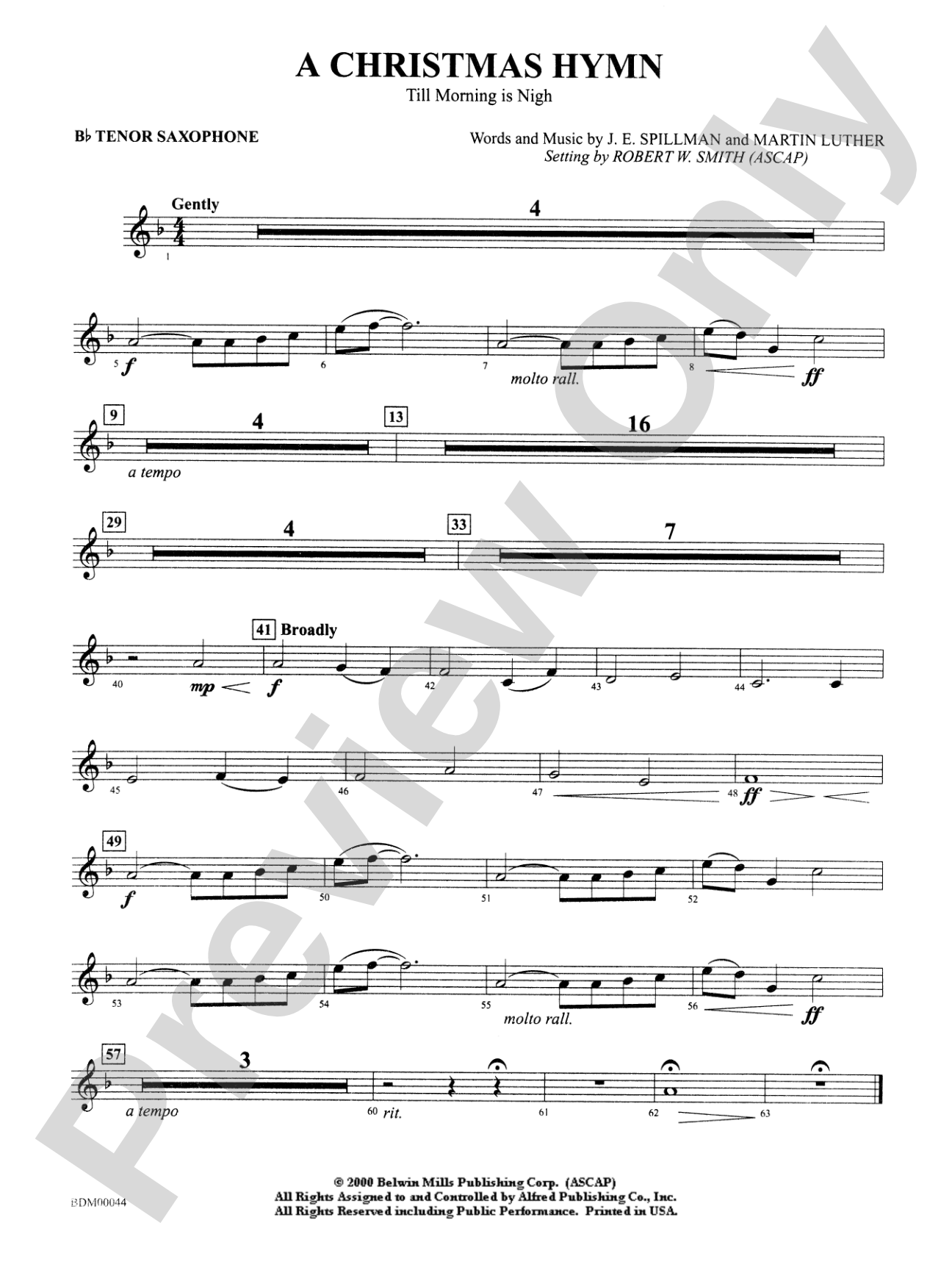 A Christmas Hymn: B-flat Tenor Saxophone