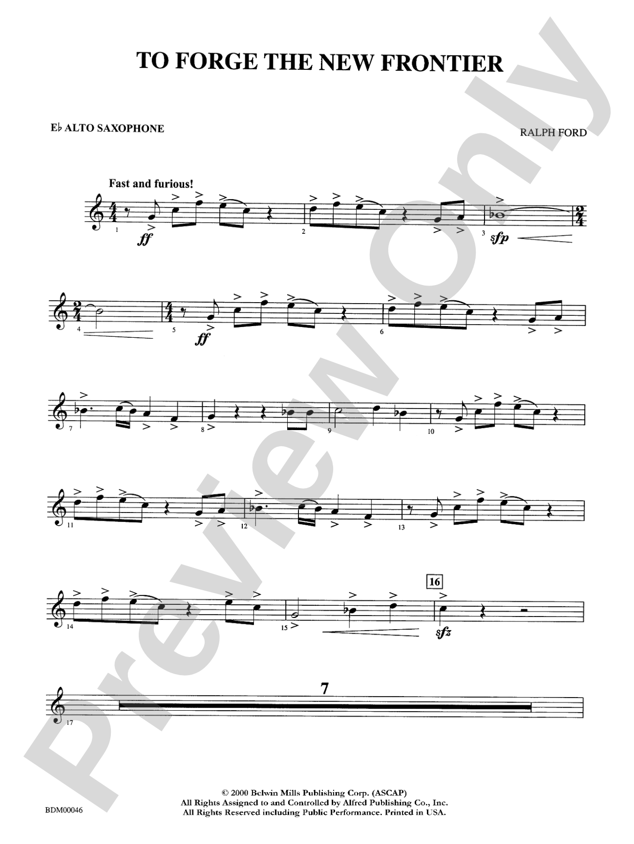 To Forge the New Frontier: E-flat Alto Saxophone
