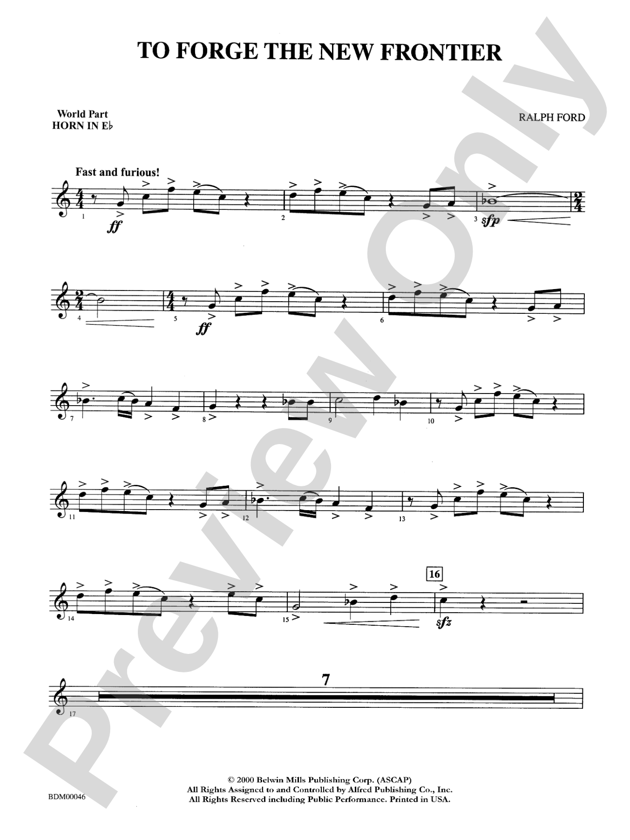 To Forge the New Frontier: WP 1st Horn in E-flat