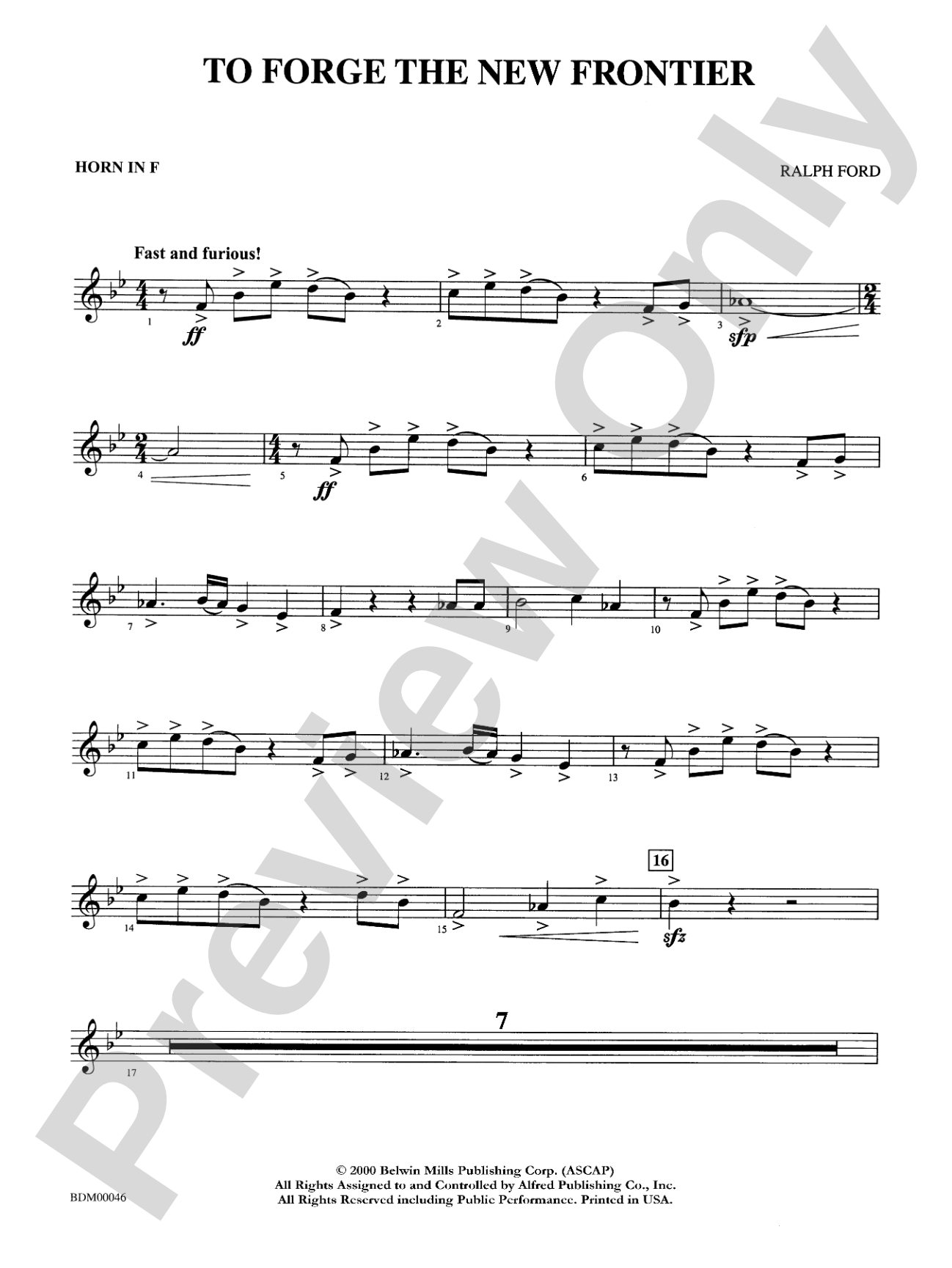 To Forge the New Frontier: 1st F Horn