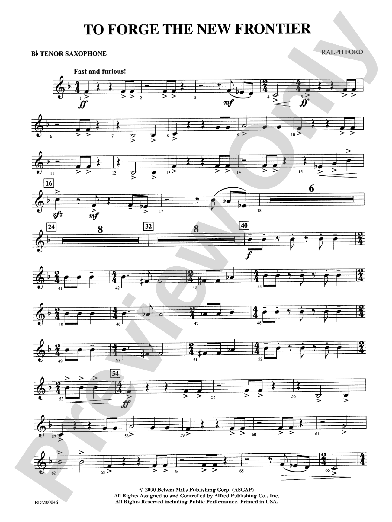 To Forge the New Frontier: B-flat Tenor Saxophone