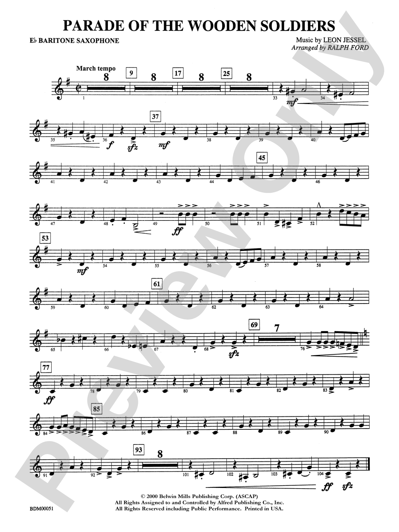 Parade of the Wooden Soldiers: E-flat Baritone Saxophone