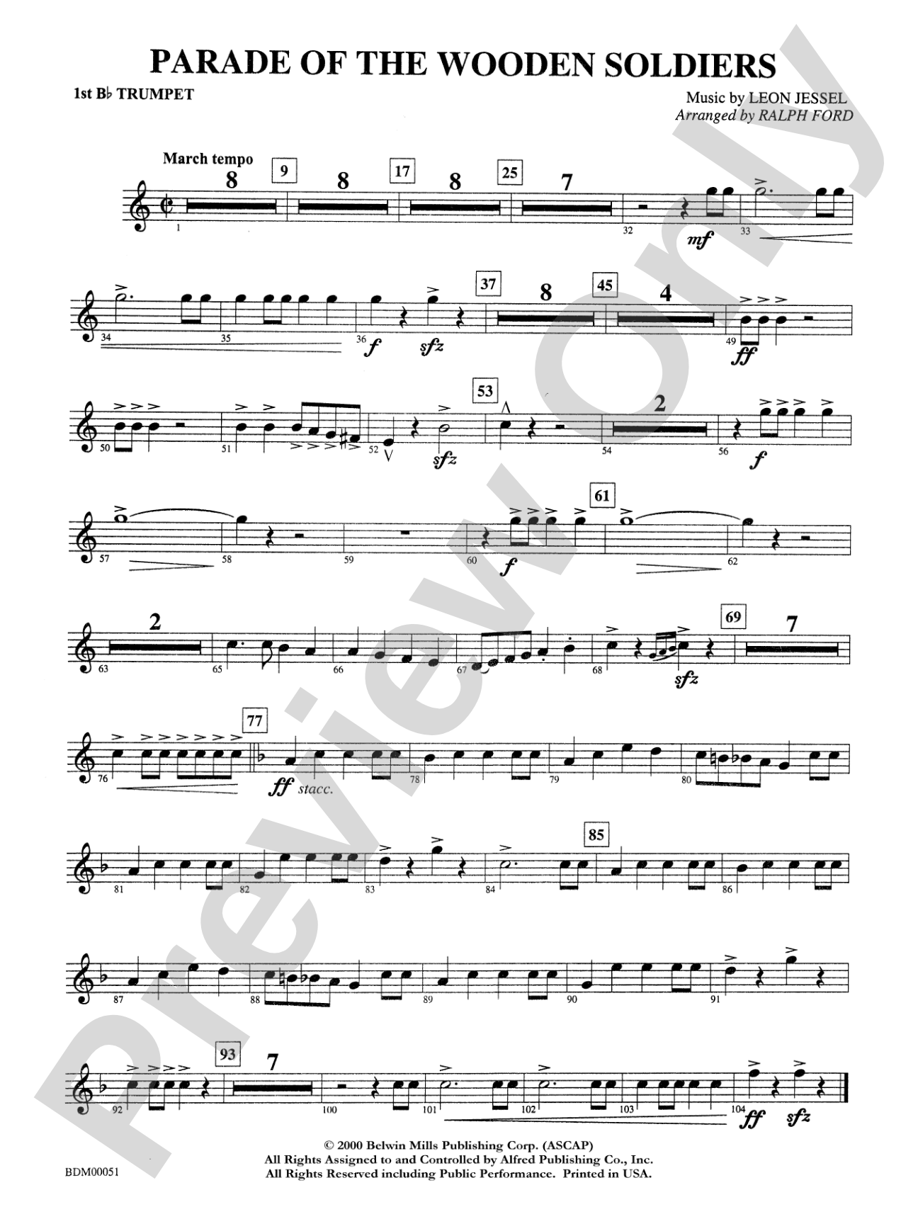 Parade of the Wooden Soldiers: 1st B-flat Trumpet