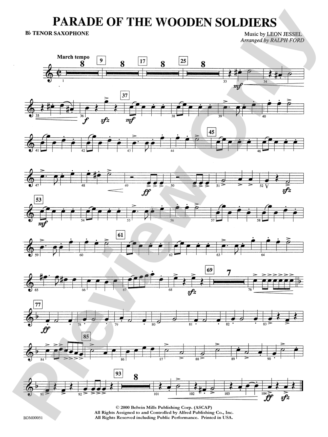 Parade of the Wooden Soldiers: B-flat Tenor Saxophone