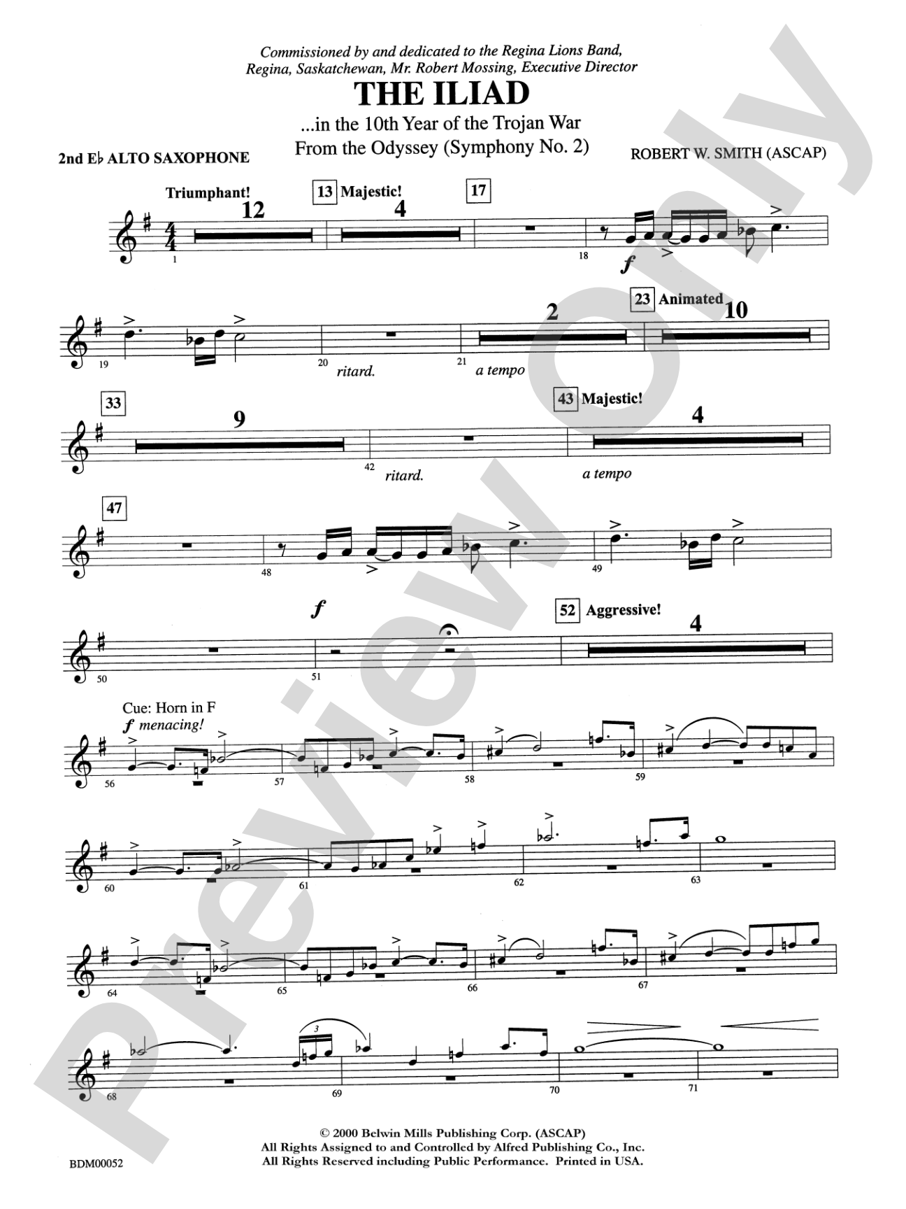 The Iliad (from The Odyssey (Symphony No. 2)): 2nd E-flat Alto Saxophone