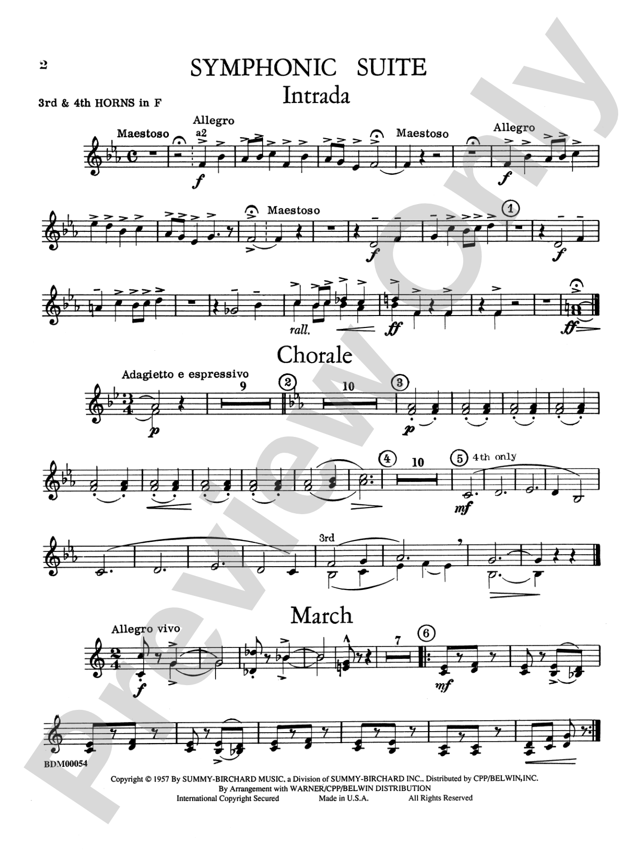 Symphonic Suite: 3rd & 4th F Horns
