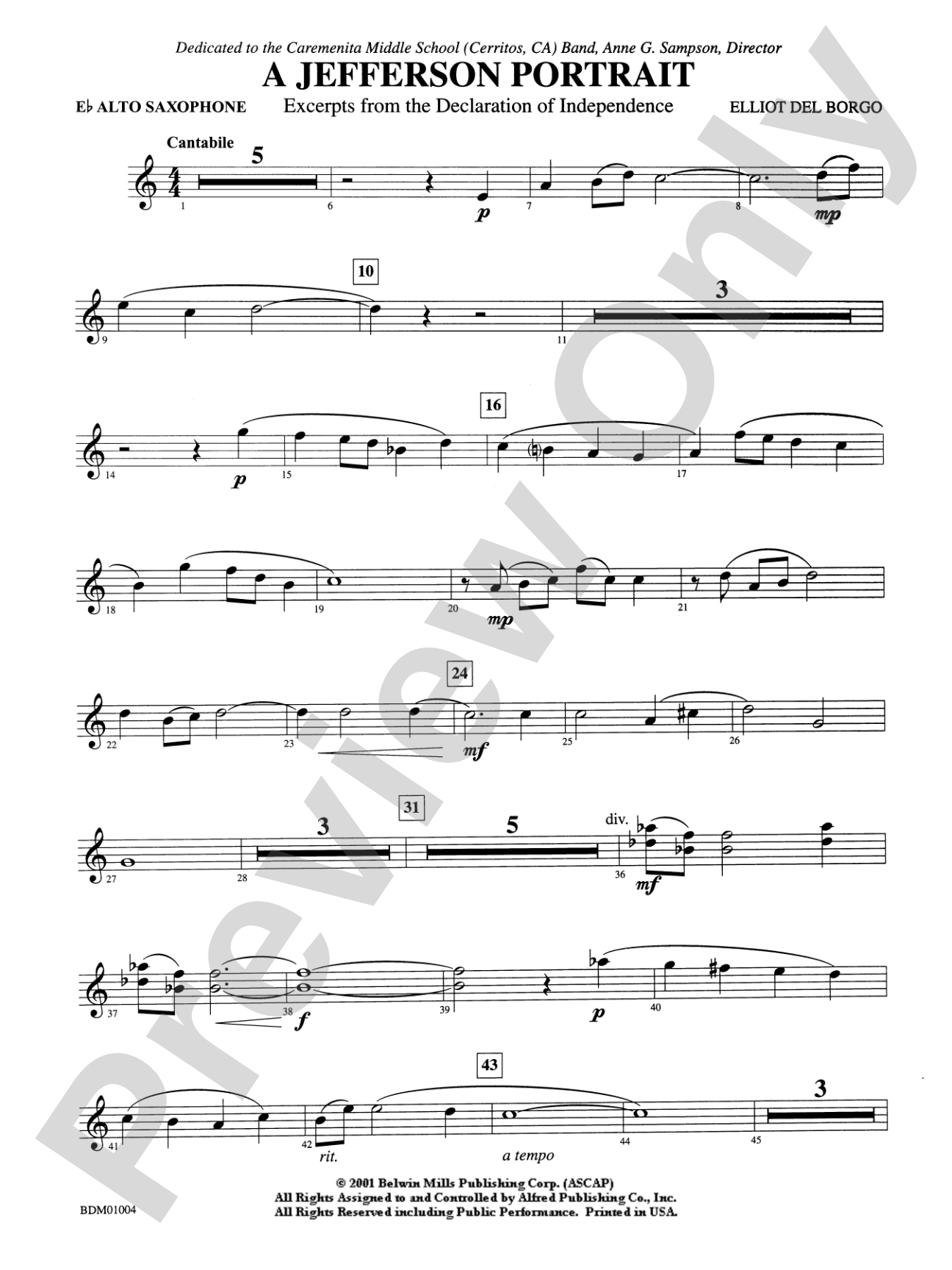 A Jefferson Portrait: E-flat Alto Saxophone