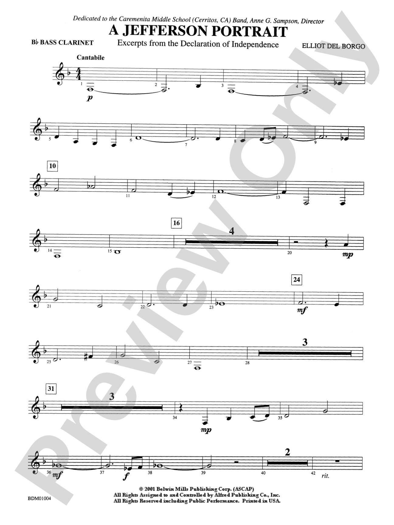 A Jefferson Portrait: B-flat Bass Clarinet